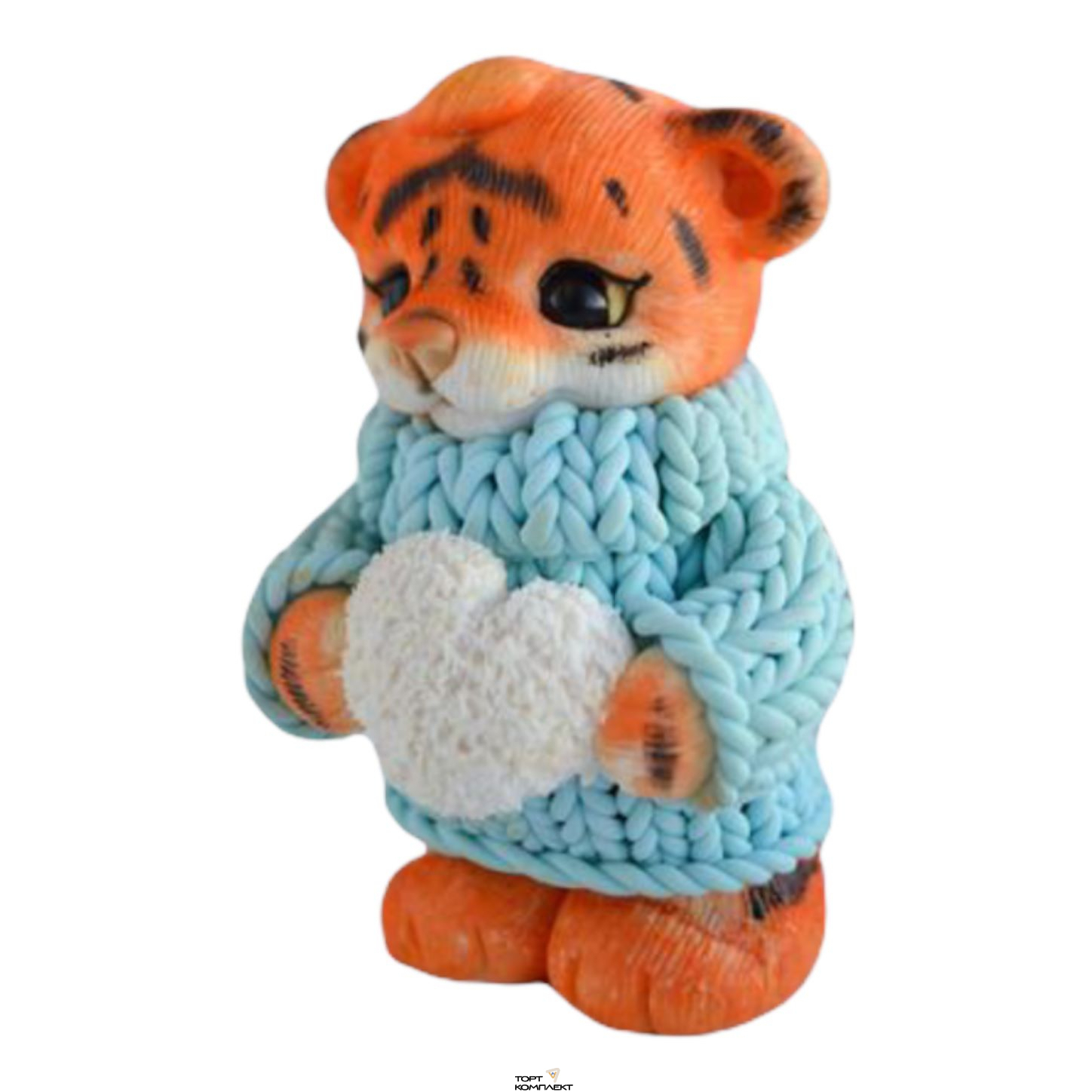 Силиконовая форма "Тигренок в свитере с сердцем" h 6,7см