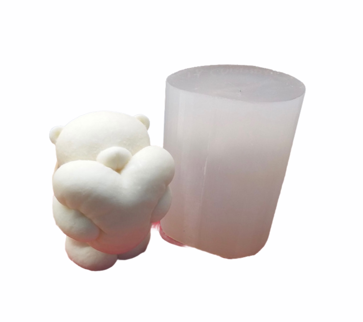 Силиконовая форма "Мишка Пухлик с сердцем" h 8,5см