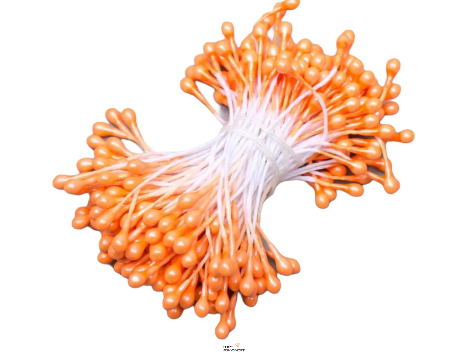 Тычинки для  цветов "Капельки ярко-оранжевые" (130 шт) 6 см 