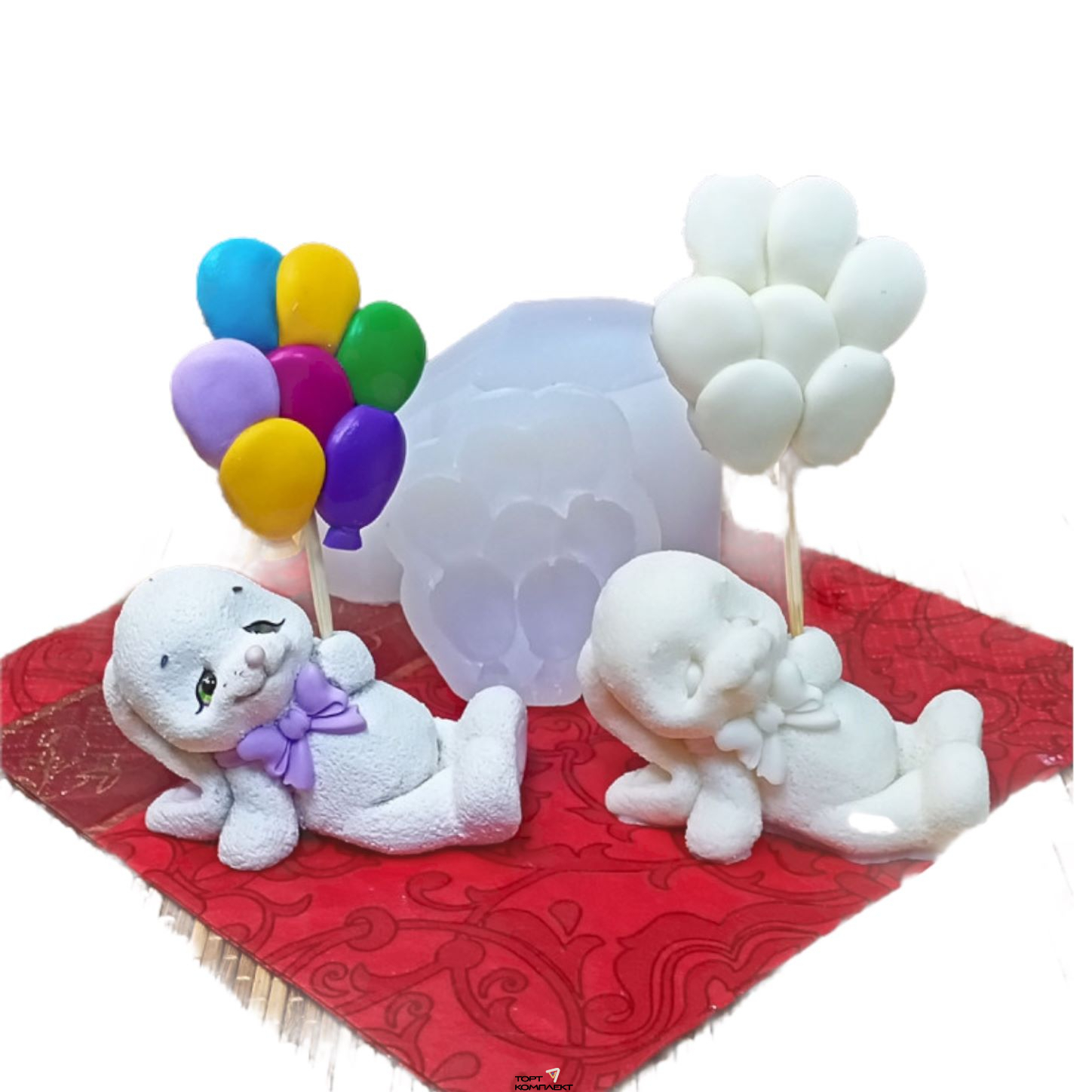 Силиконовая форма "Зайка с воздушными шарами" h 11см