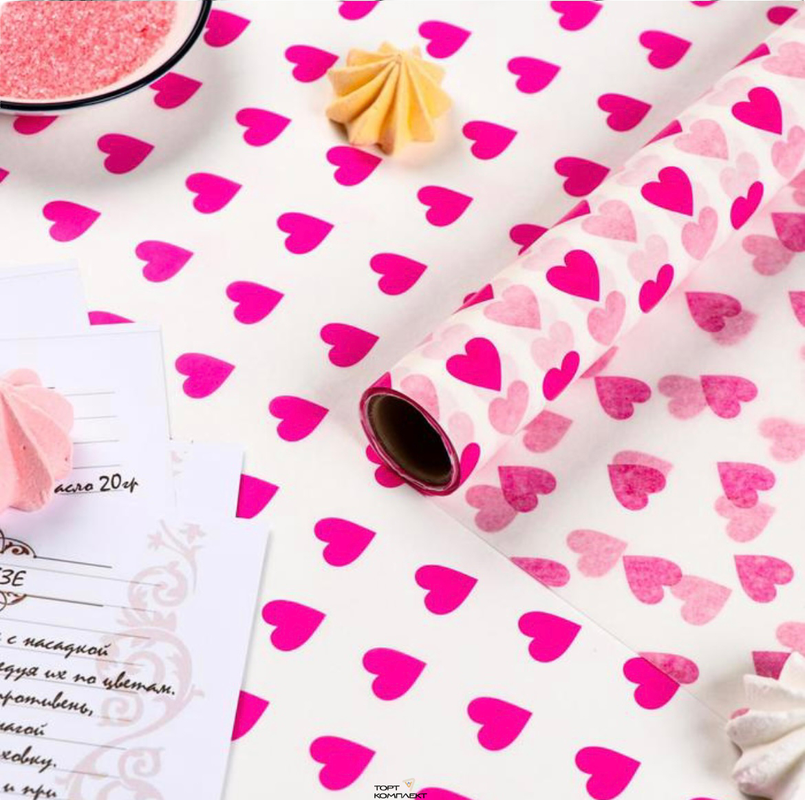 Бумага силиконизированная Сердце роз.38см х 5 м