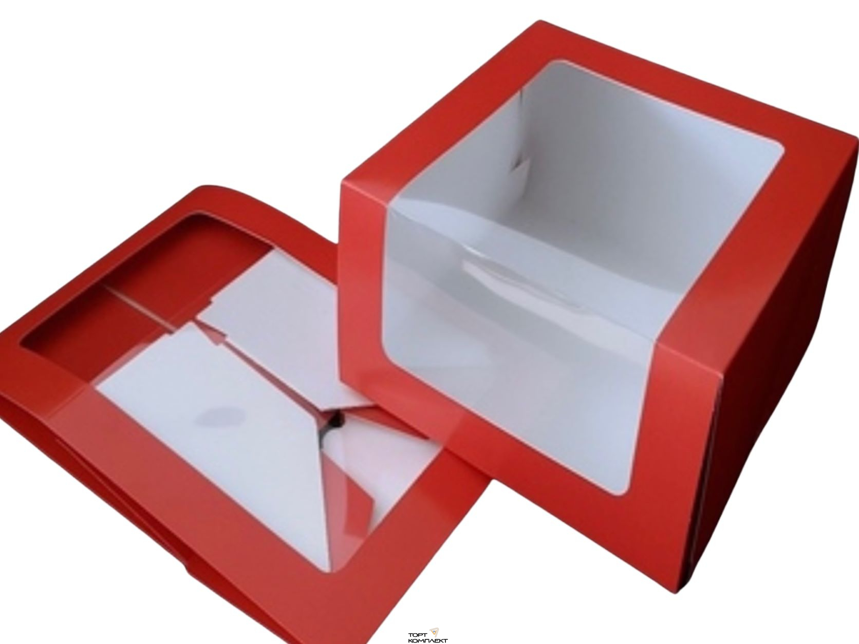 Коробка для торта "Мусс" 23,5*23,5*11,5 см Красный 