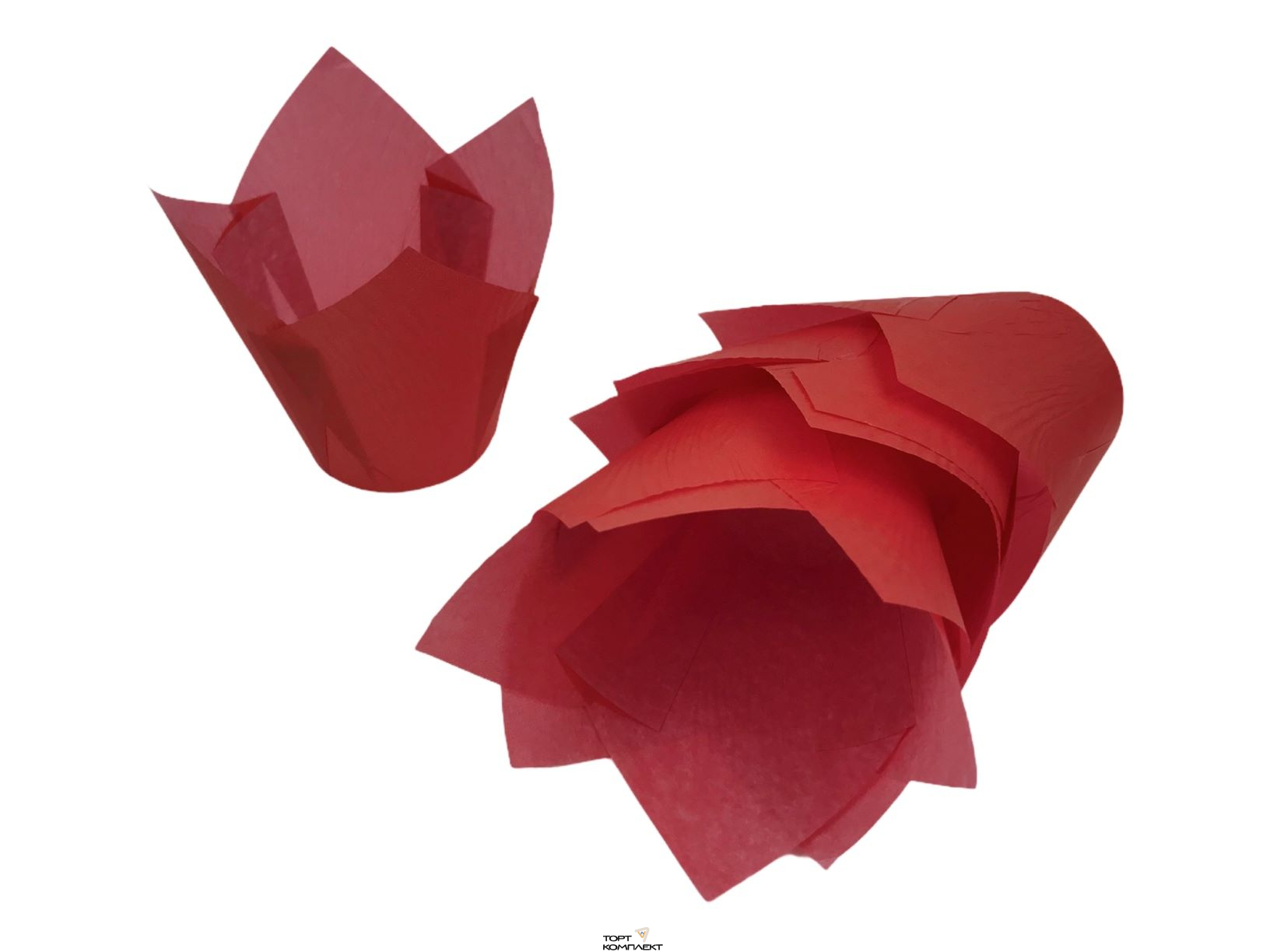 Капсула бумажная для капкейка Тюльпан 50х80 Красный 24шт