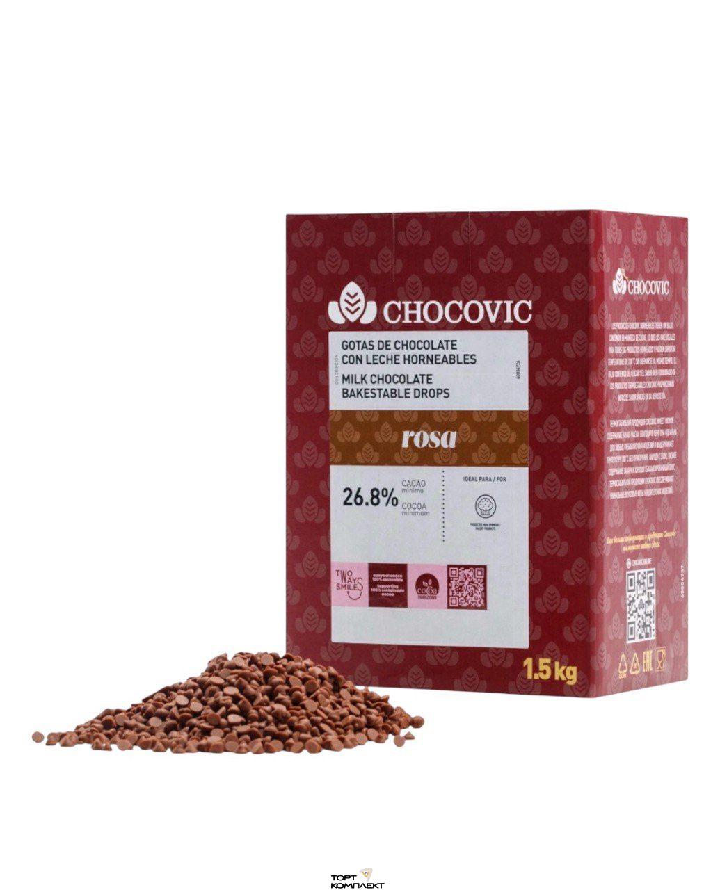 Шоколадные термостабильные капли молочные Rosa Chocovic 200гр