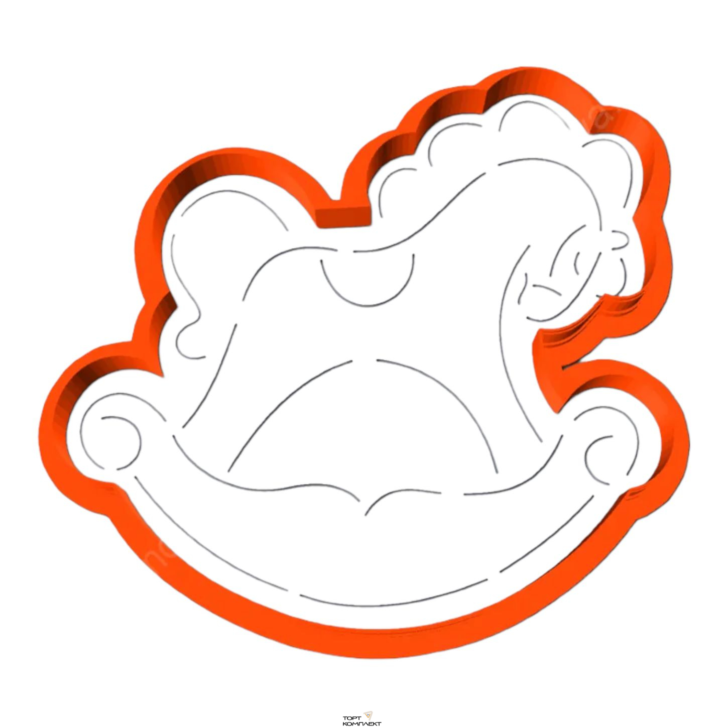 Форма  с трафаретом для пряников  "Лошадка-качалка" 10см