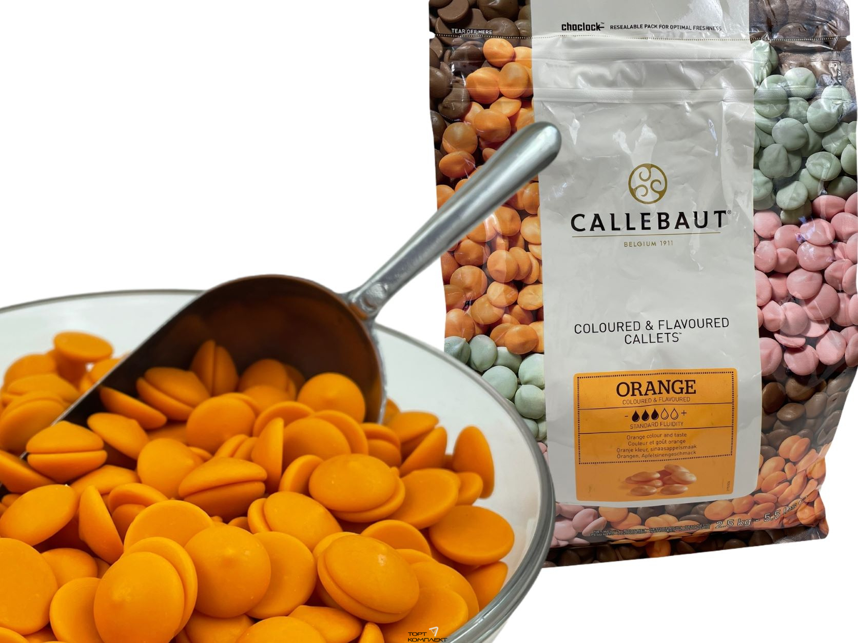 Шоколад белый со вкусом апельсина Callebaut 500гр