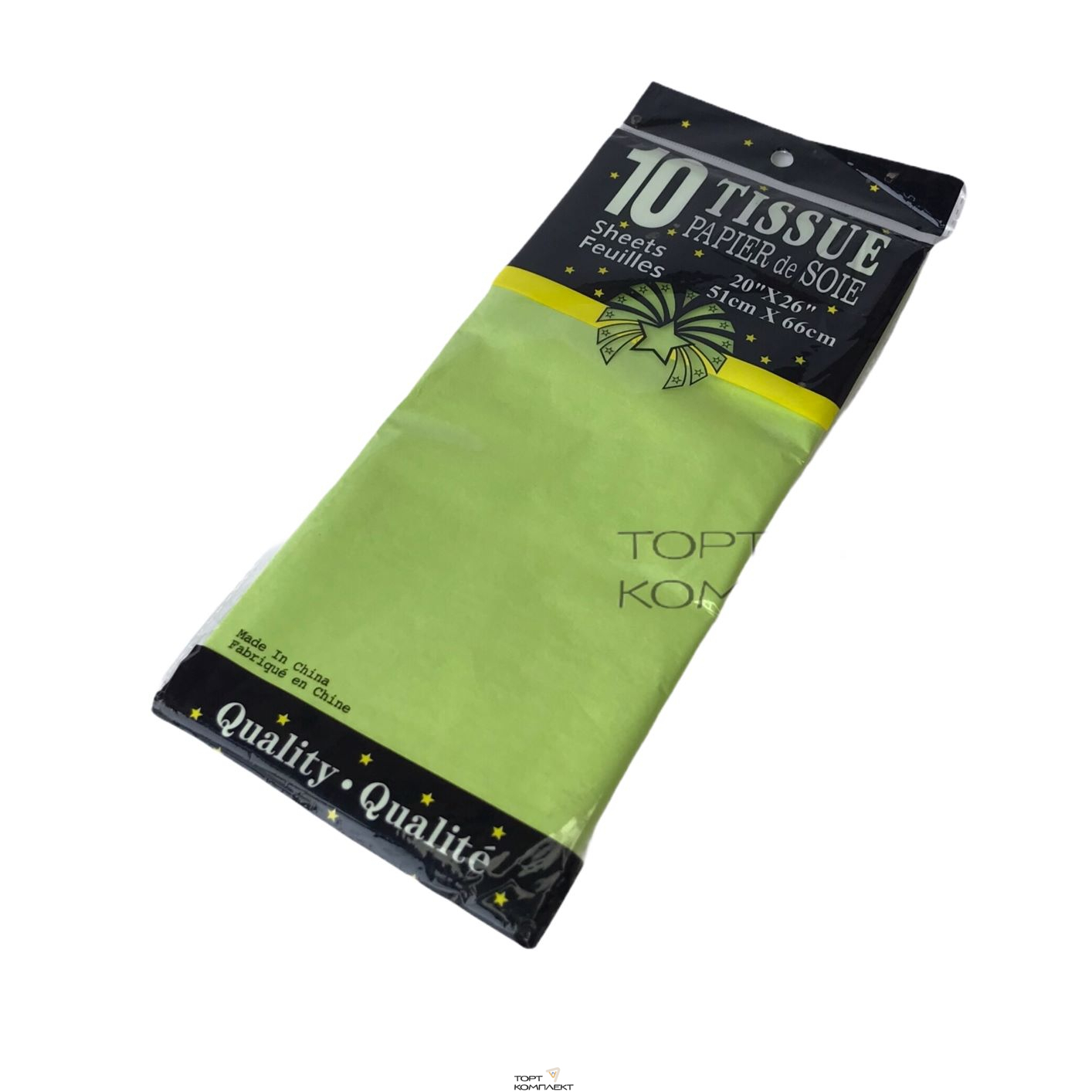 Бумага Тишью 51х66см САЛАТОВЫЙ 10 лист.