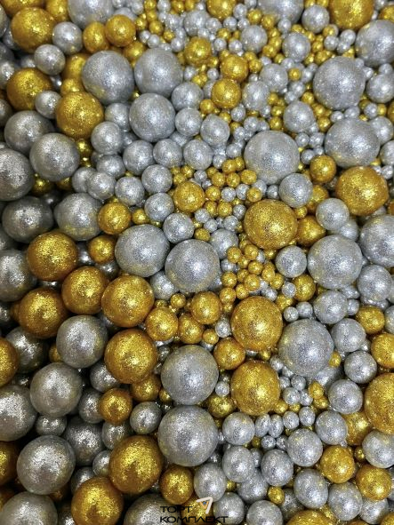 Посыпка рисовая №708 Блеск, золото серебро 50гр