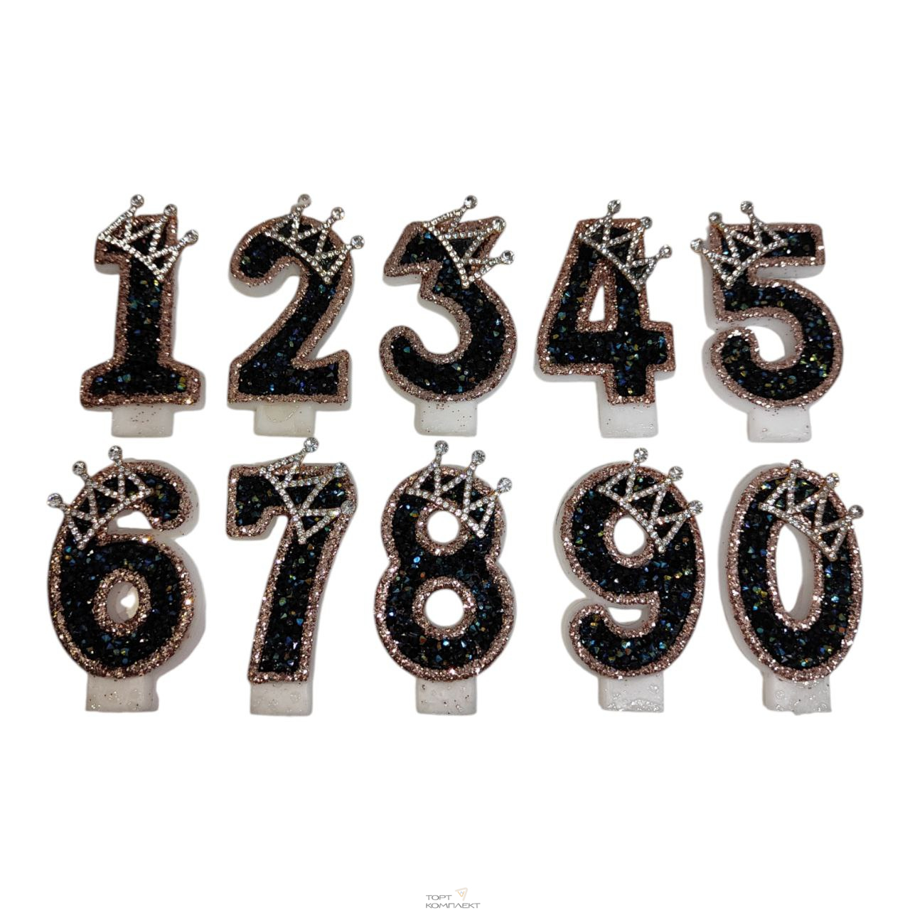 Свеча цифра "Корона с камнями" 7 см