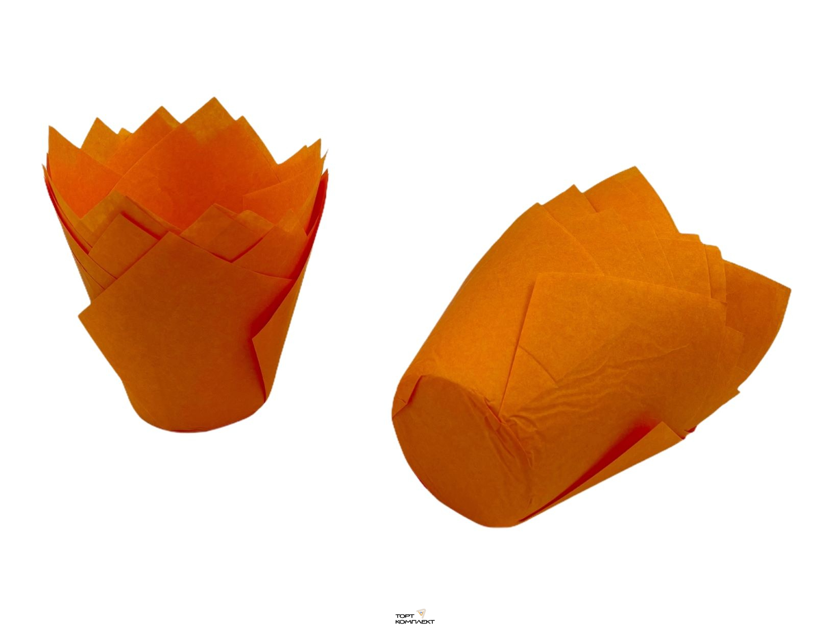 Капсула бумажная для капкейка Тюльпан 50х80 Оранжевый 50шт