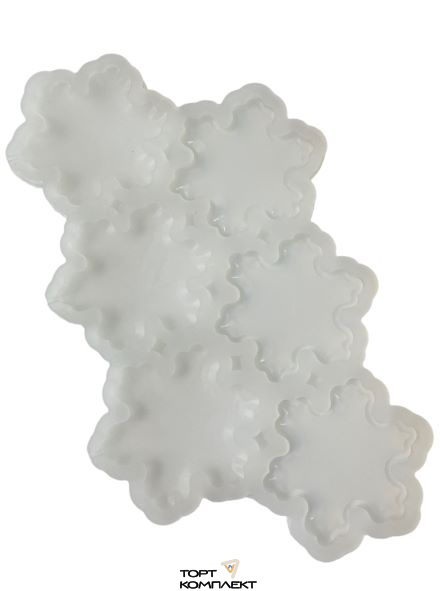 Силиконовая форма "Снежинки погремушка" 4,6см 3в1