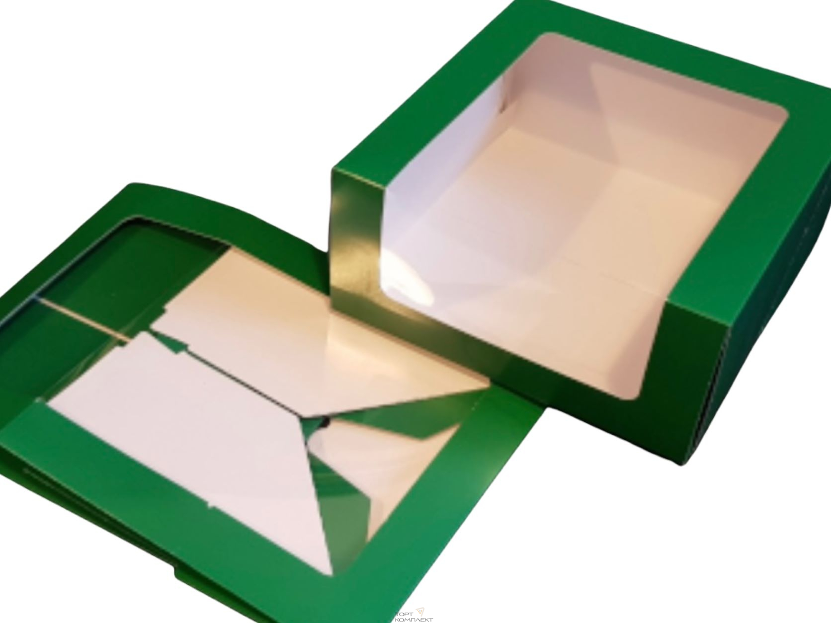 Коробка для торта "Мусс" 23,5*23,5*11,5 см Темно-зеленая 