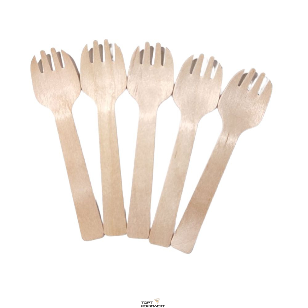Ложка-вилка десертная 10,5 см, деревянная (~100 шт) 