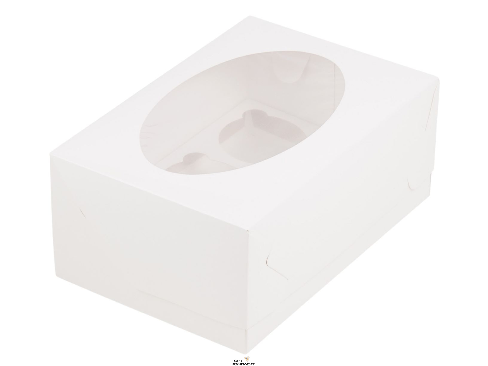 Коробка для 6 капкейков с окном  23/16/10см Белая 