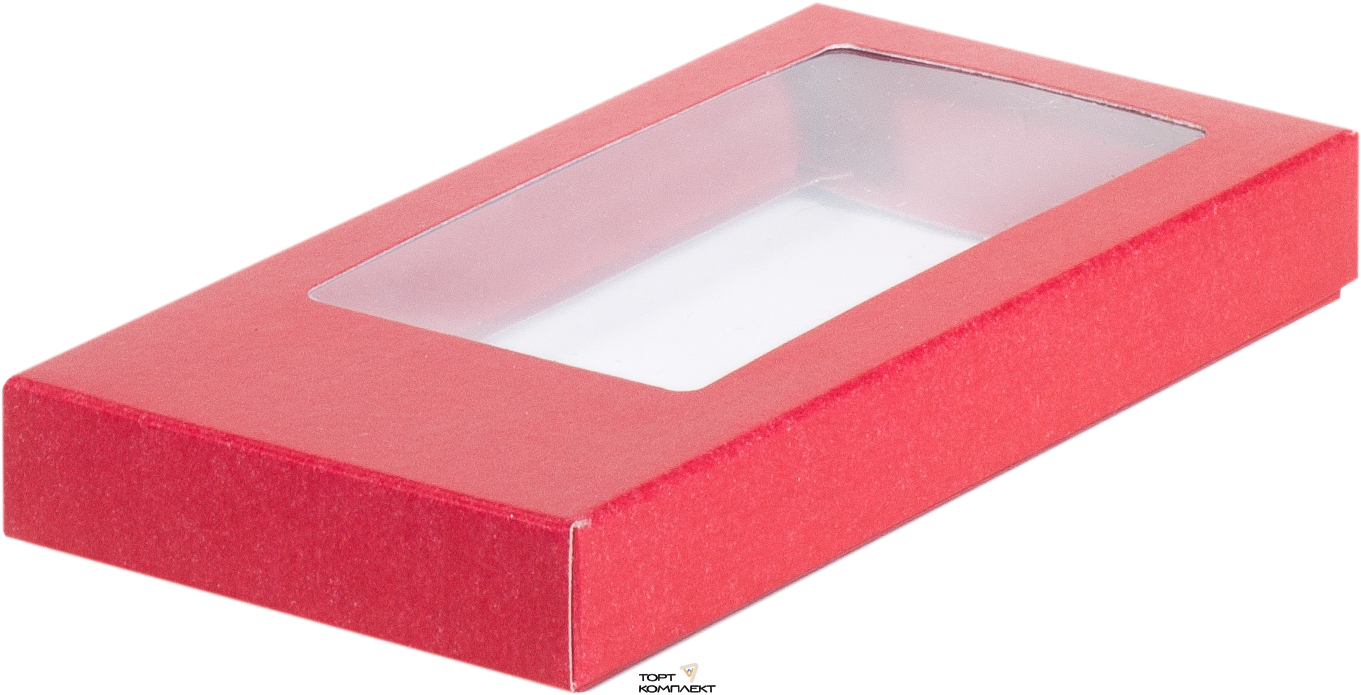 Коробка для плитки 180*90*17мм, с окном,красная матовая 