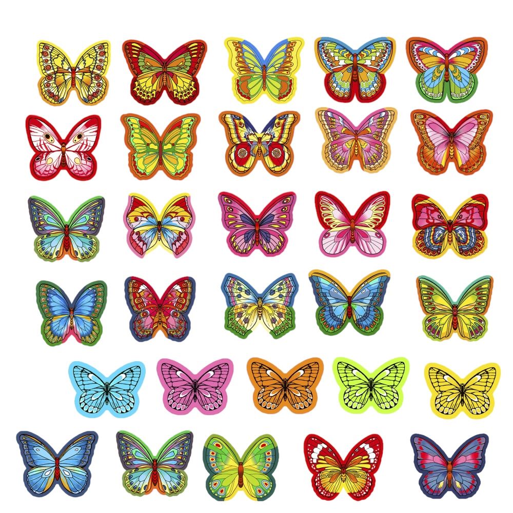 Вафельные бабочки цветные с рисунком микс 180шт