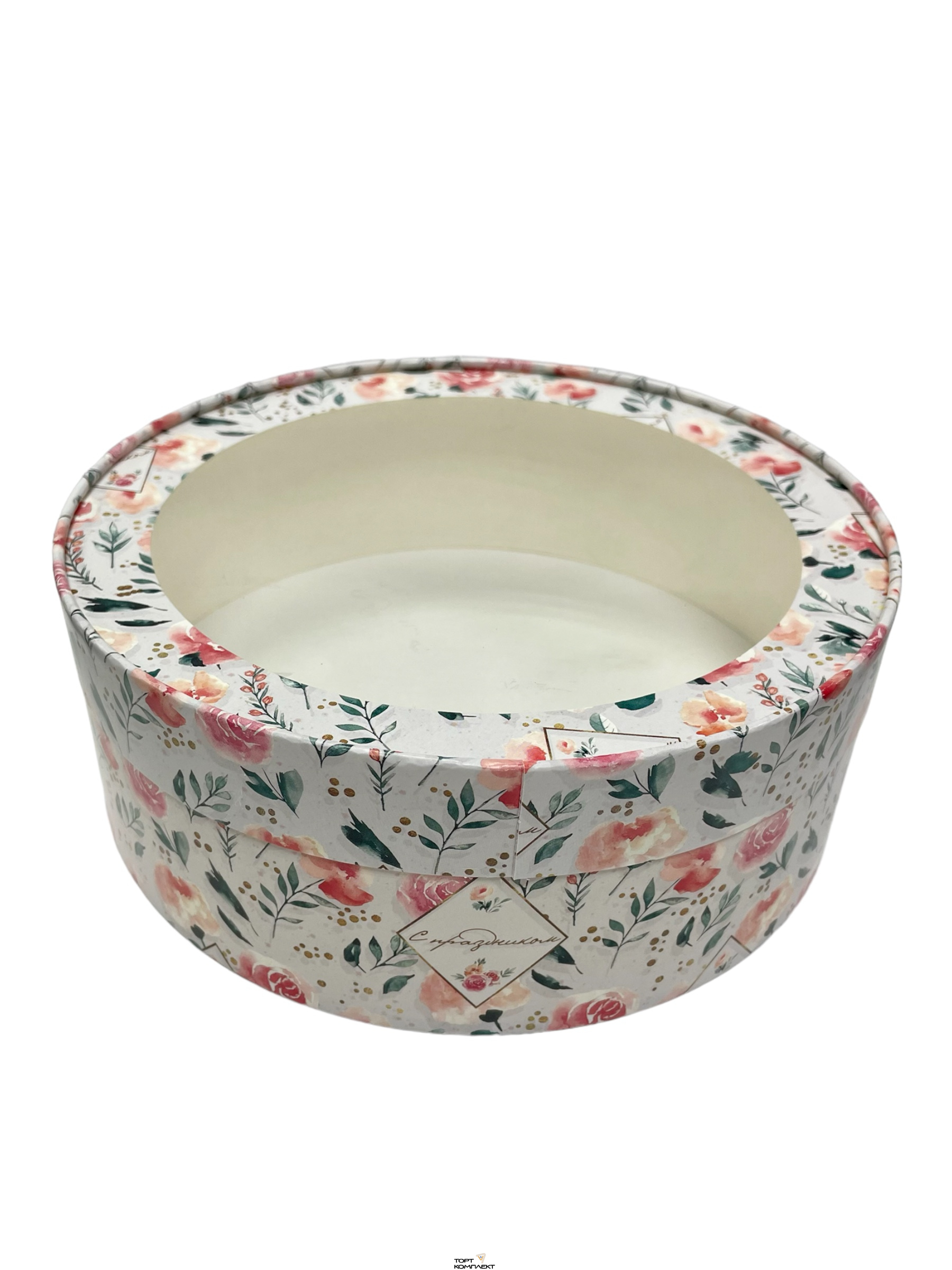 Коробка круглая d20 h7см Цветы