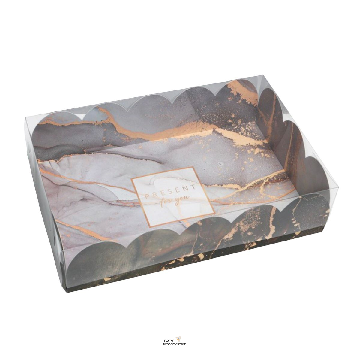 Коробка подарочная с PVC-крышкой Мрамор, 20 × 30 × 8 см 