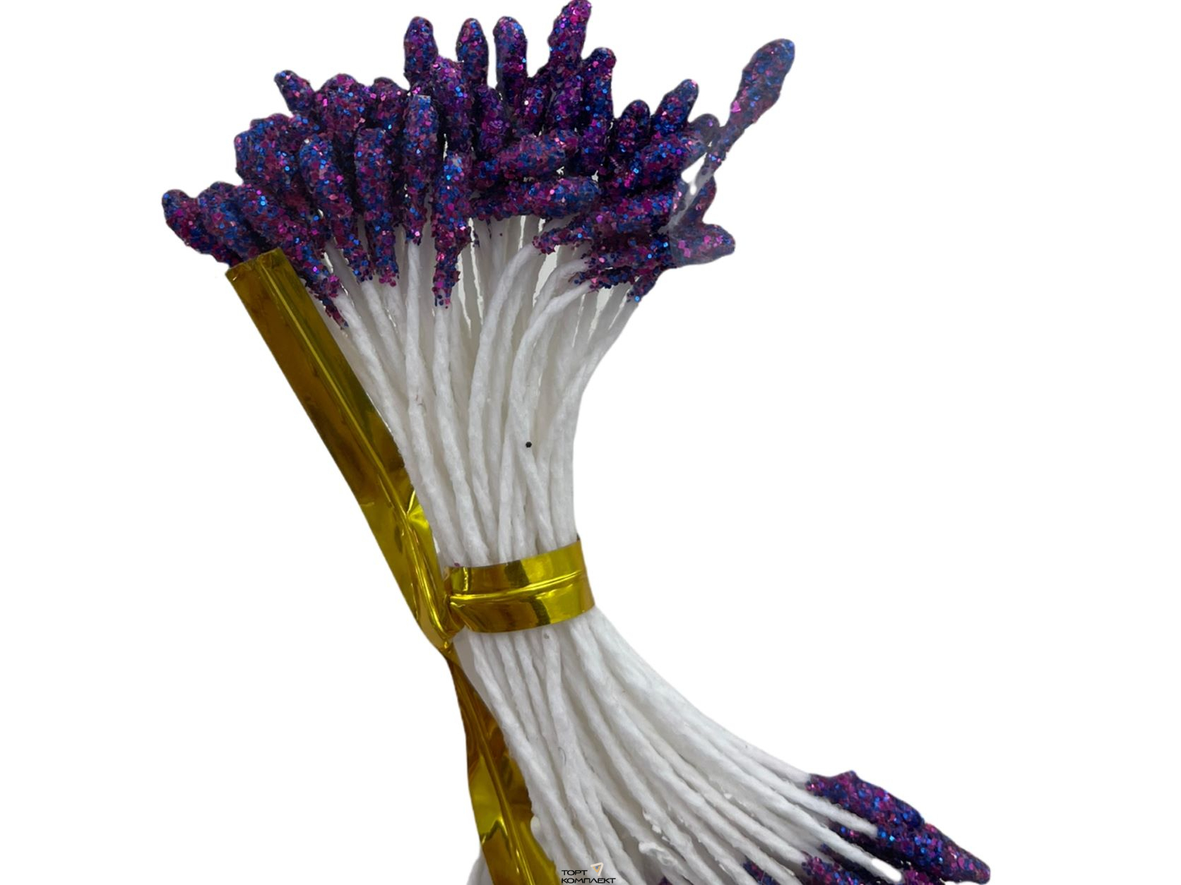 Тычинки на нитке Сиреневые с блеском 6см 50шт 