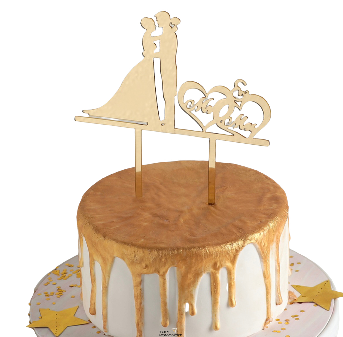 Топпер "Mr&Mrs"  золото, акрил 15см