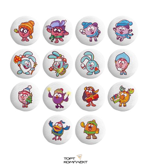 Сахарные медальоны "Смешарики" d27мм 