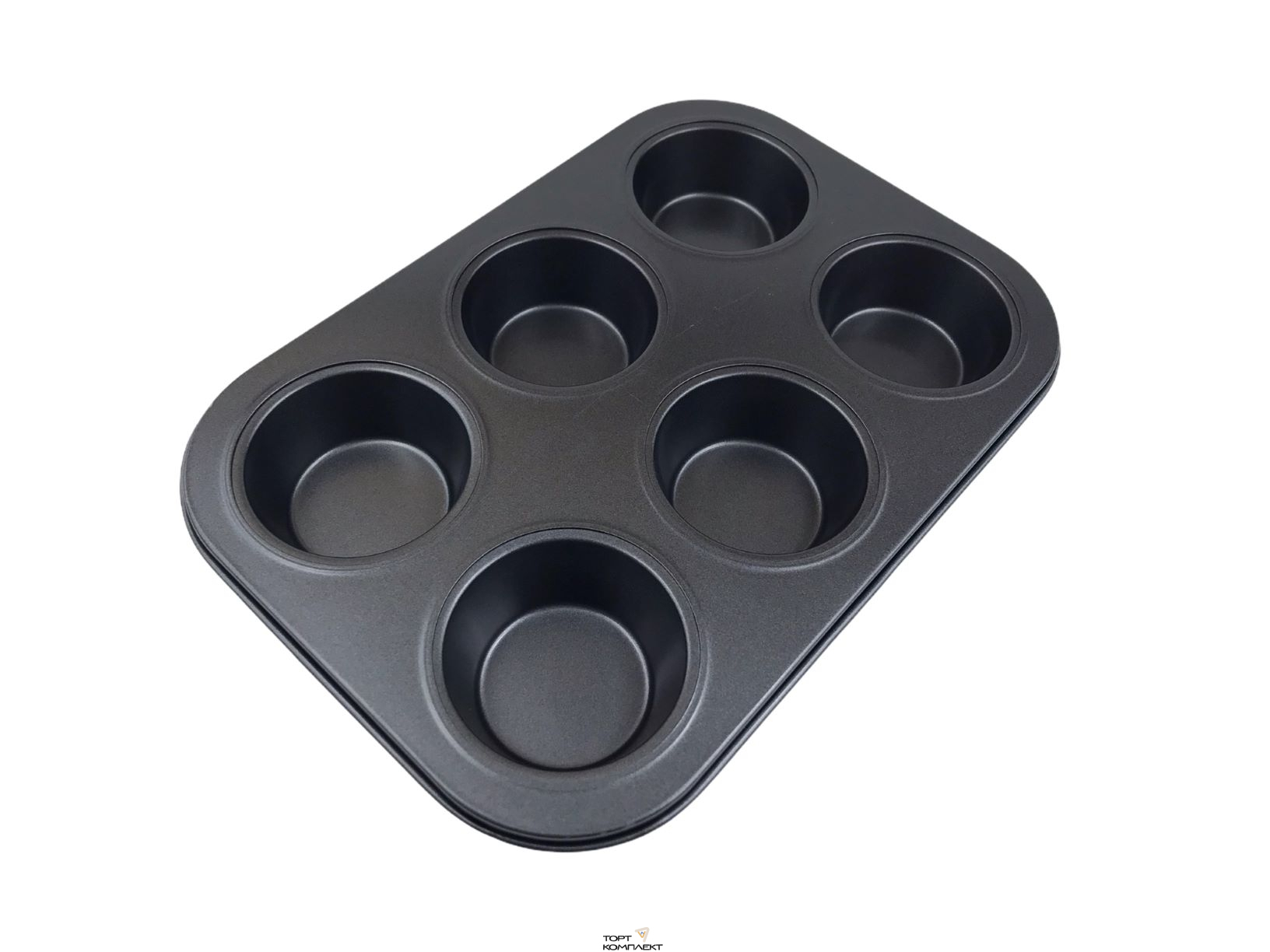 Форма для выпечки кексов с а/п покрытием "Круг" 6 ячеек 26х17х3 см 