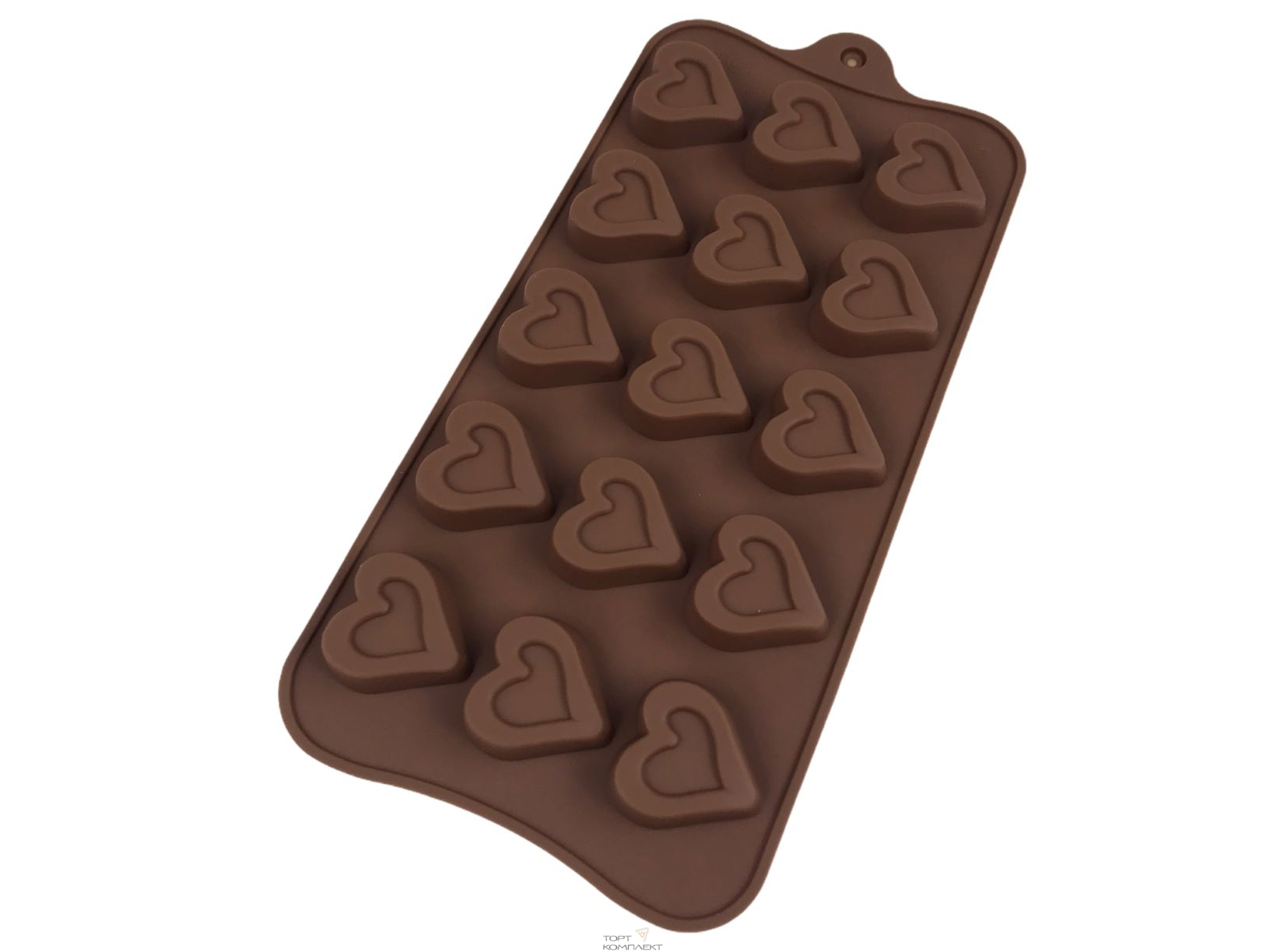 Форма для льда и шоколада 15 ячеек 21х10 см (2,7х2,8 см) "Сердечко" 