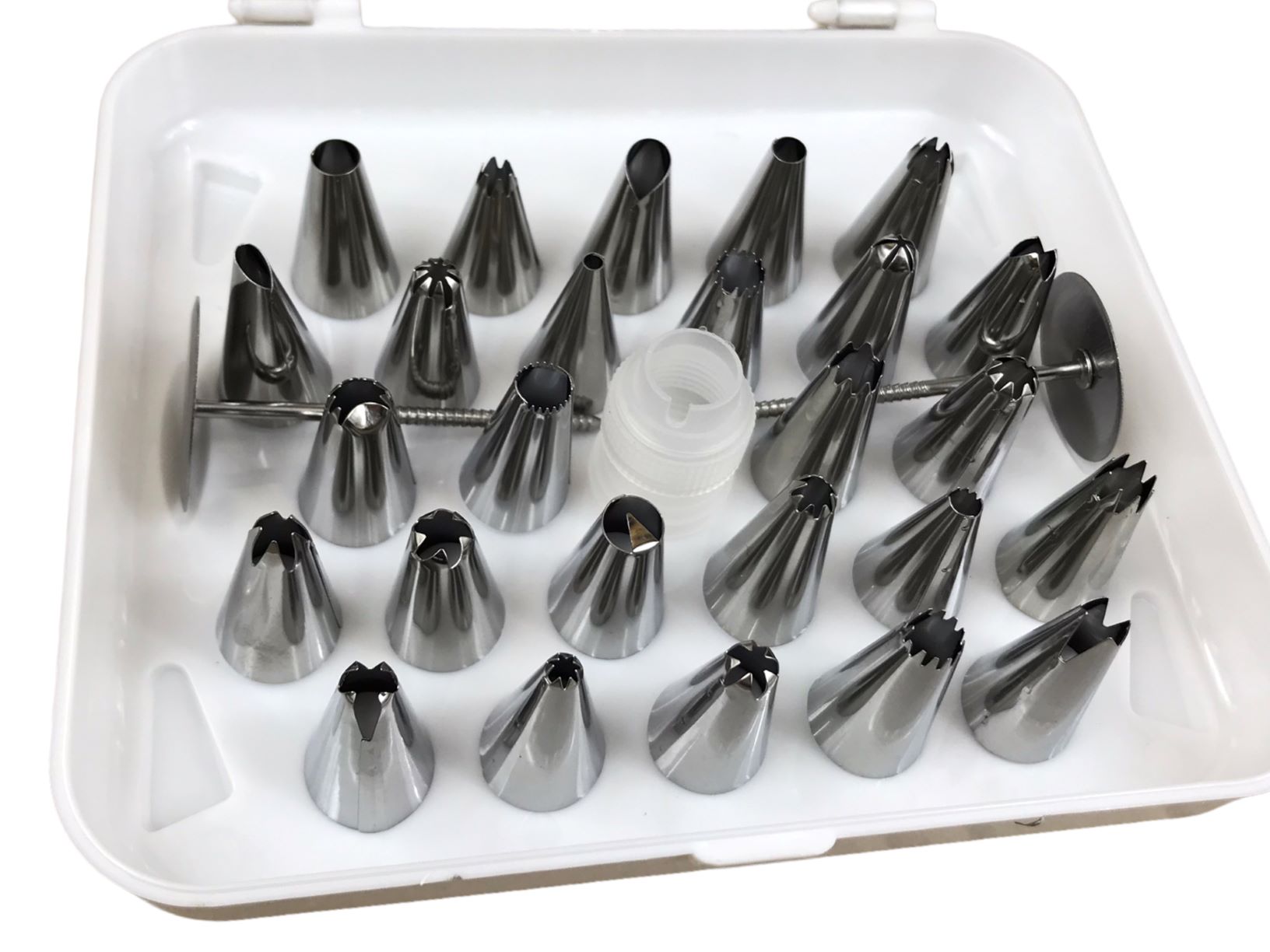 Набор кондитерских насадок в кейсе с адаптером и кондитерским гвоздем 26 шт d 1,7 см 