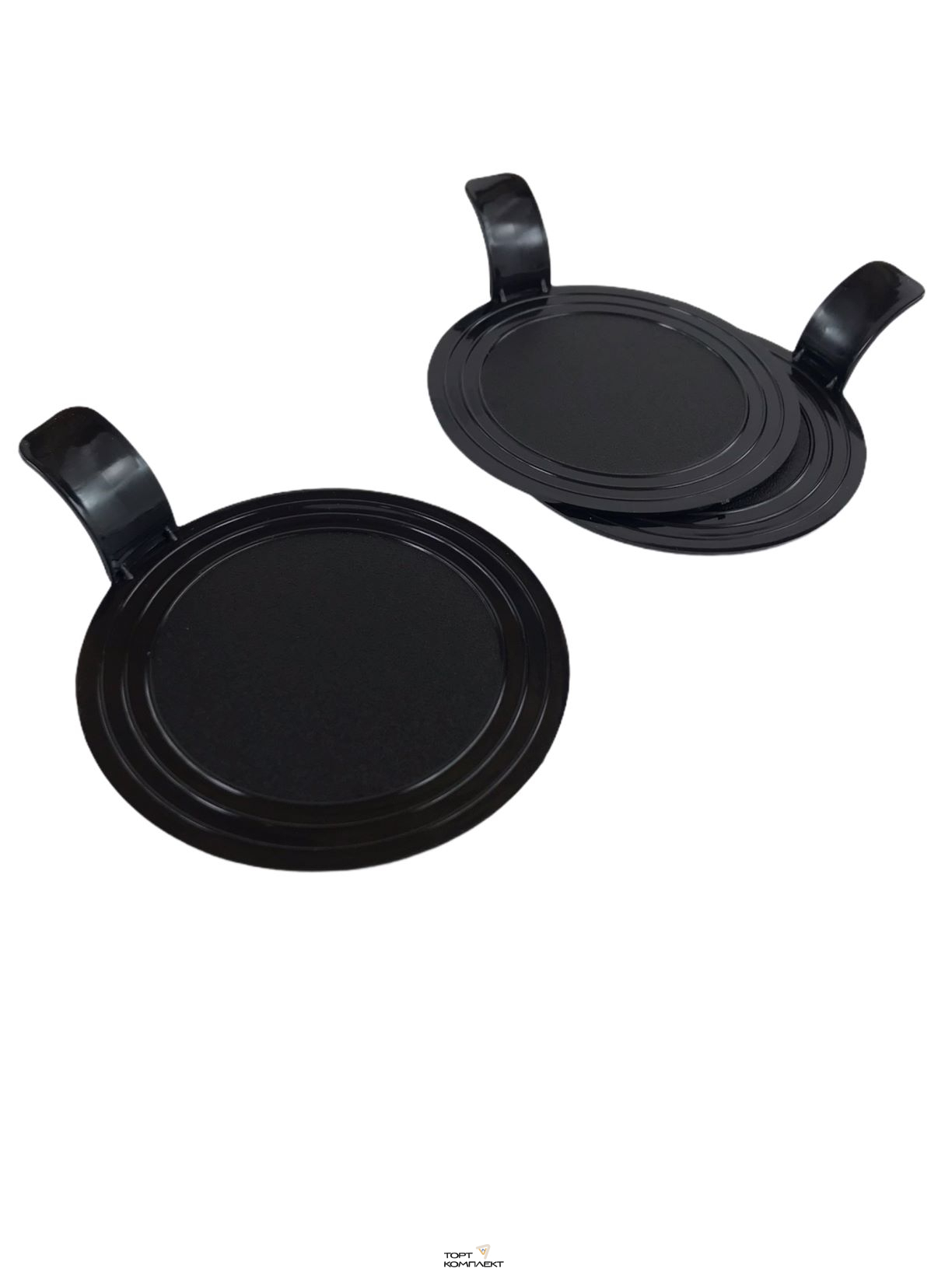 Подложка пластиковая круглая 7,5см с держателем черная