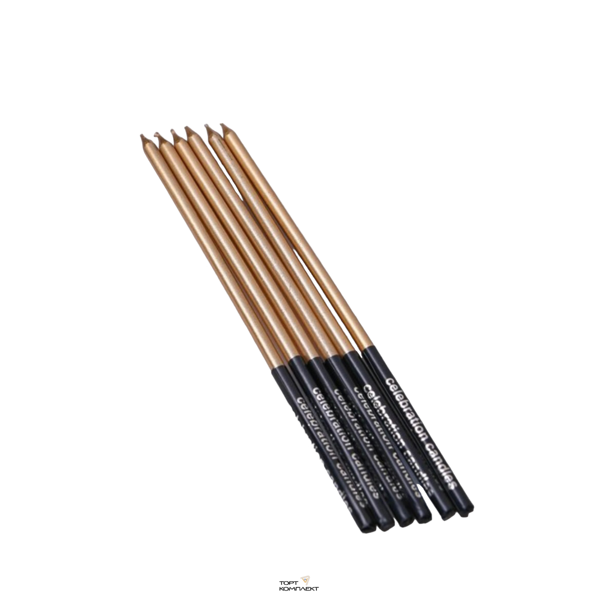 Свечи золото/черные ,6 шт, 14 см