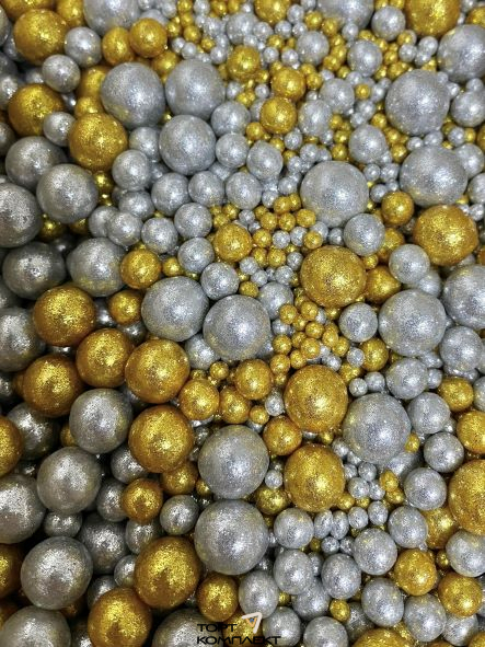 Посыпка рисовая №708 Блеск, золото серебро 50гр