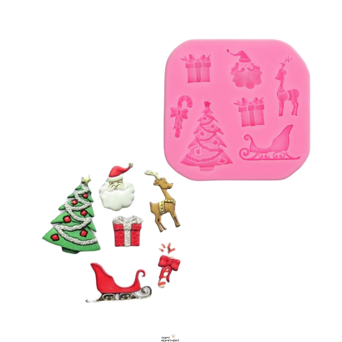 Молд 8х1 см "Новогодняя суета" 