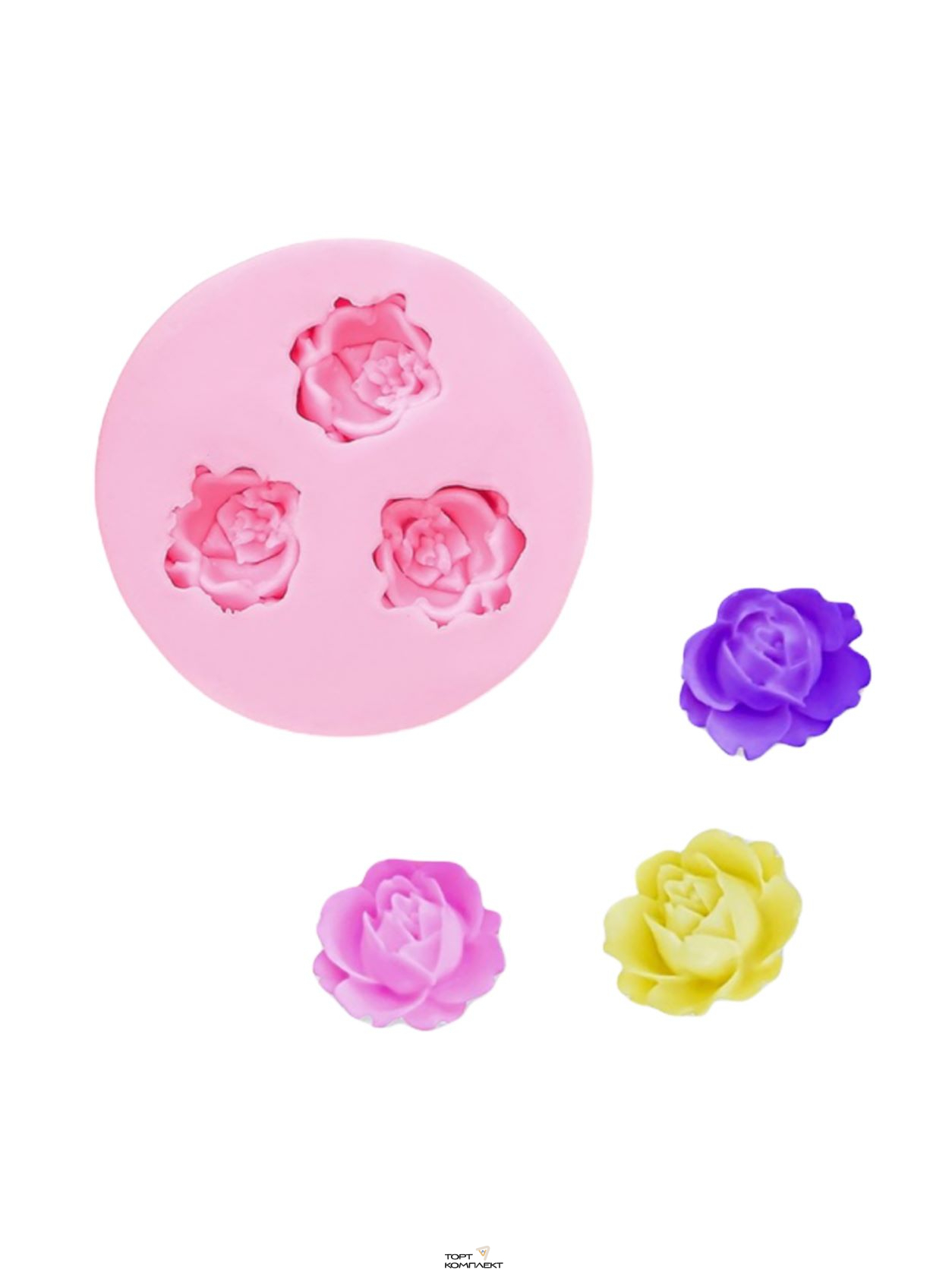 Молд 4,5 см "Три малых розы"   