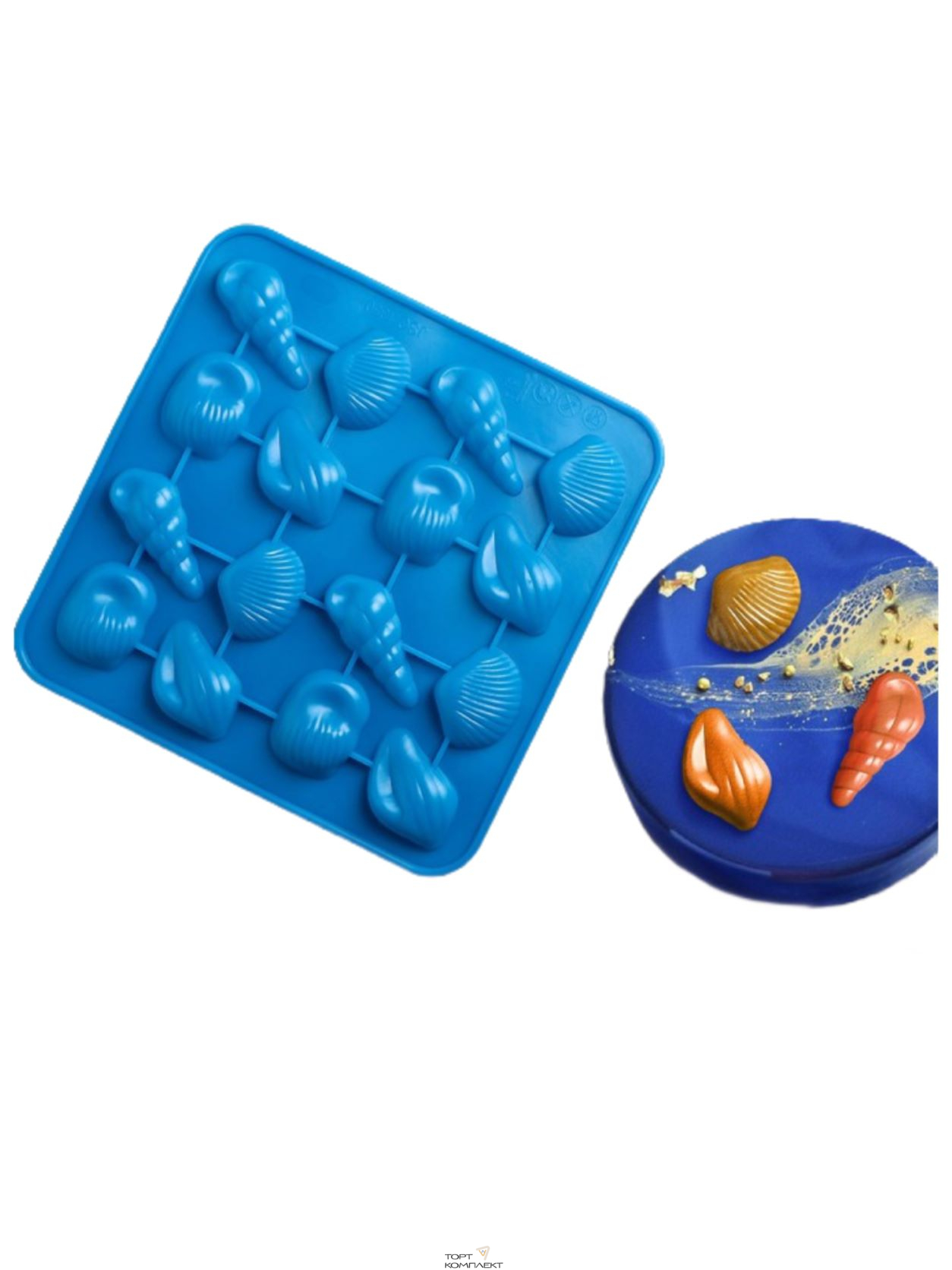 Форма силиконовая 16 ячеек  (3,4х2,5 см) "Ракушки" 	