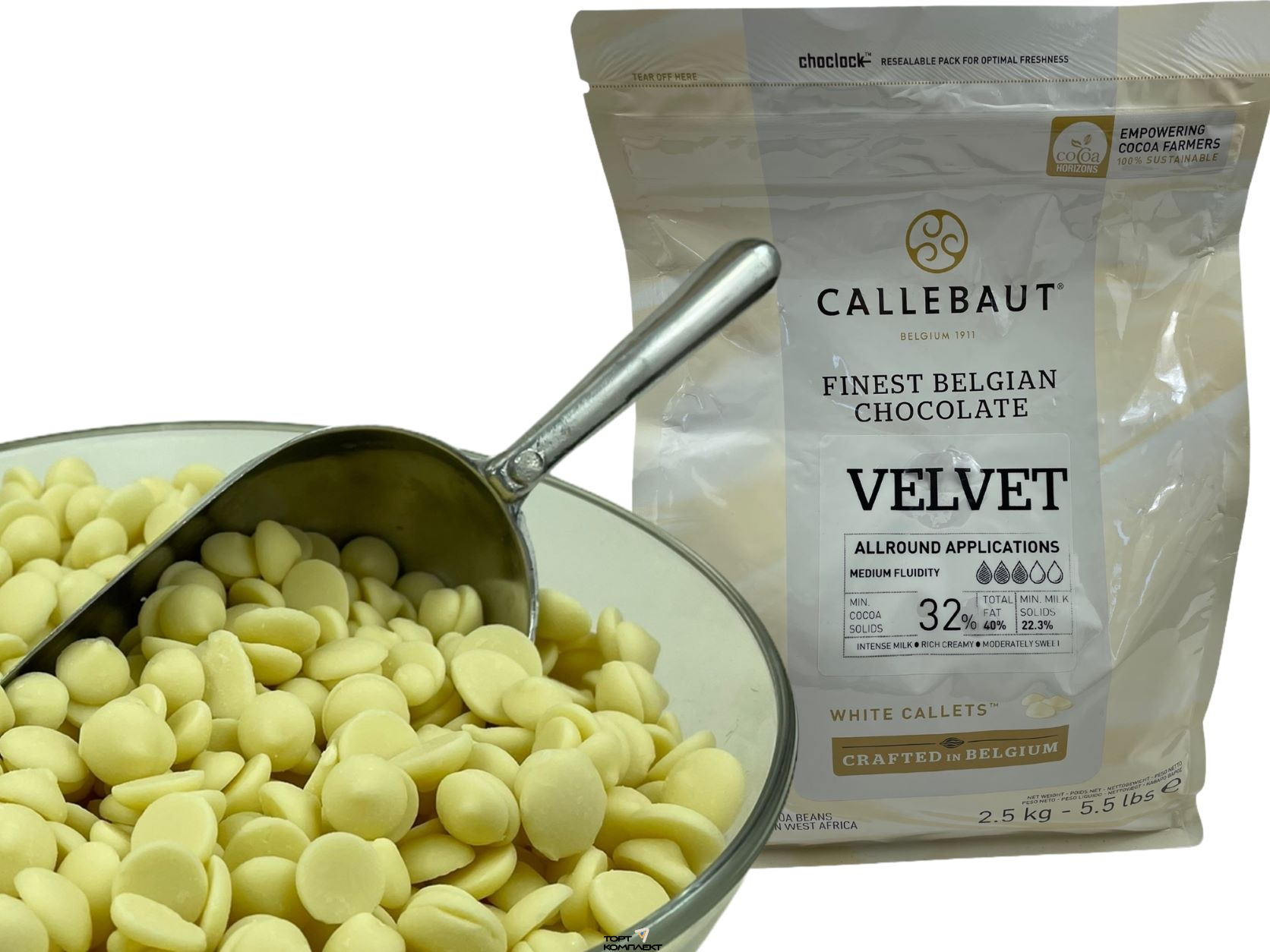 Шоколад белый Callebaut 32% VELVET 200гр