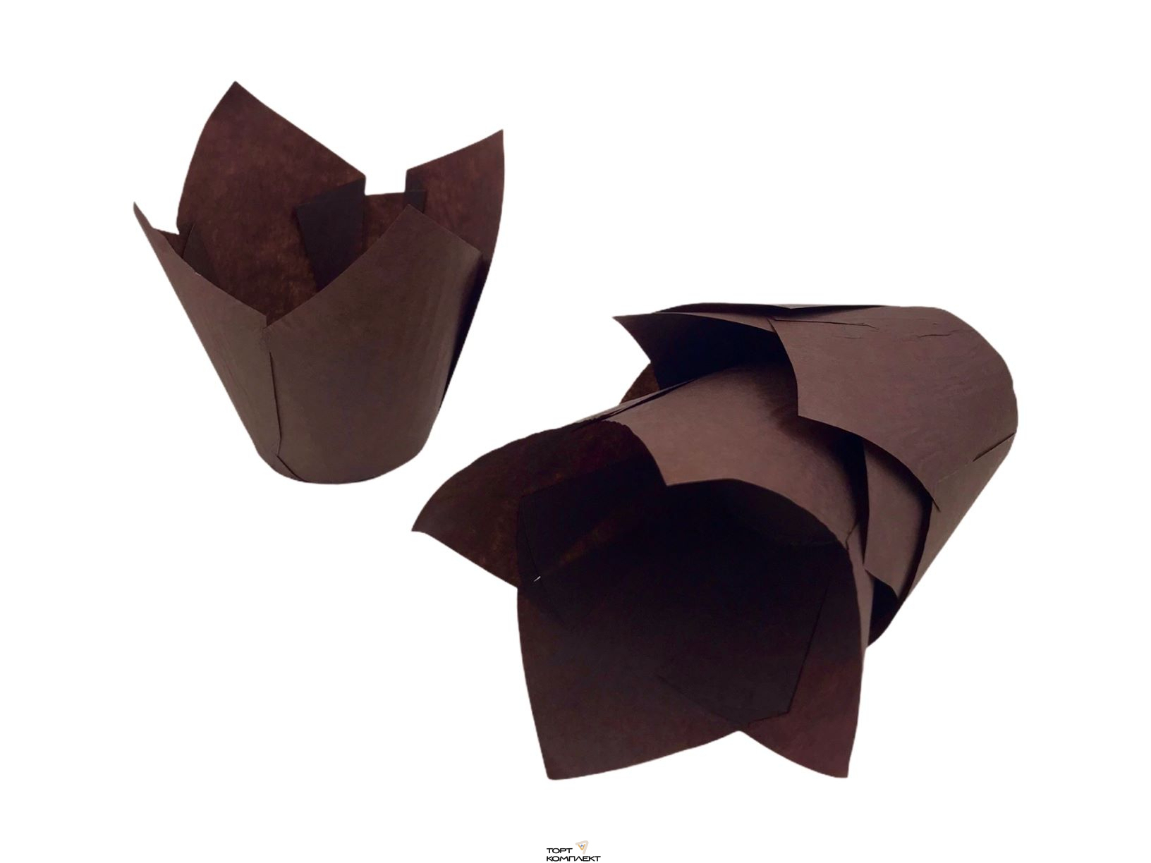 Капсула бумажная для капкейка Тюльпан 50х80 Коричневый 24шт