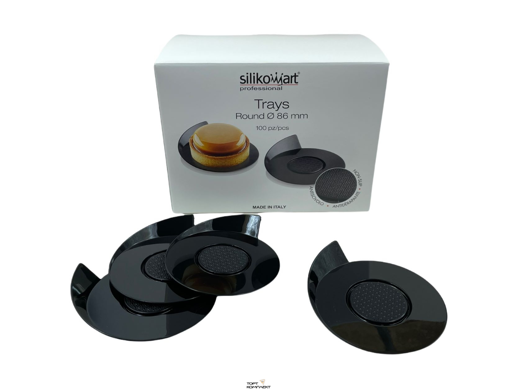 Поднос пластиковый круглый черный d 86 мм