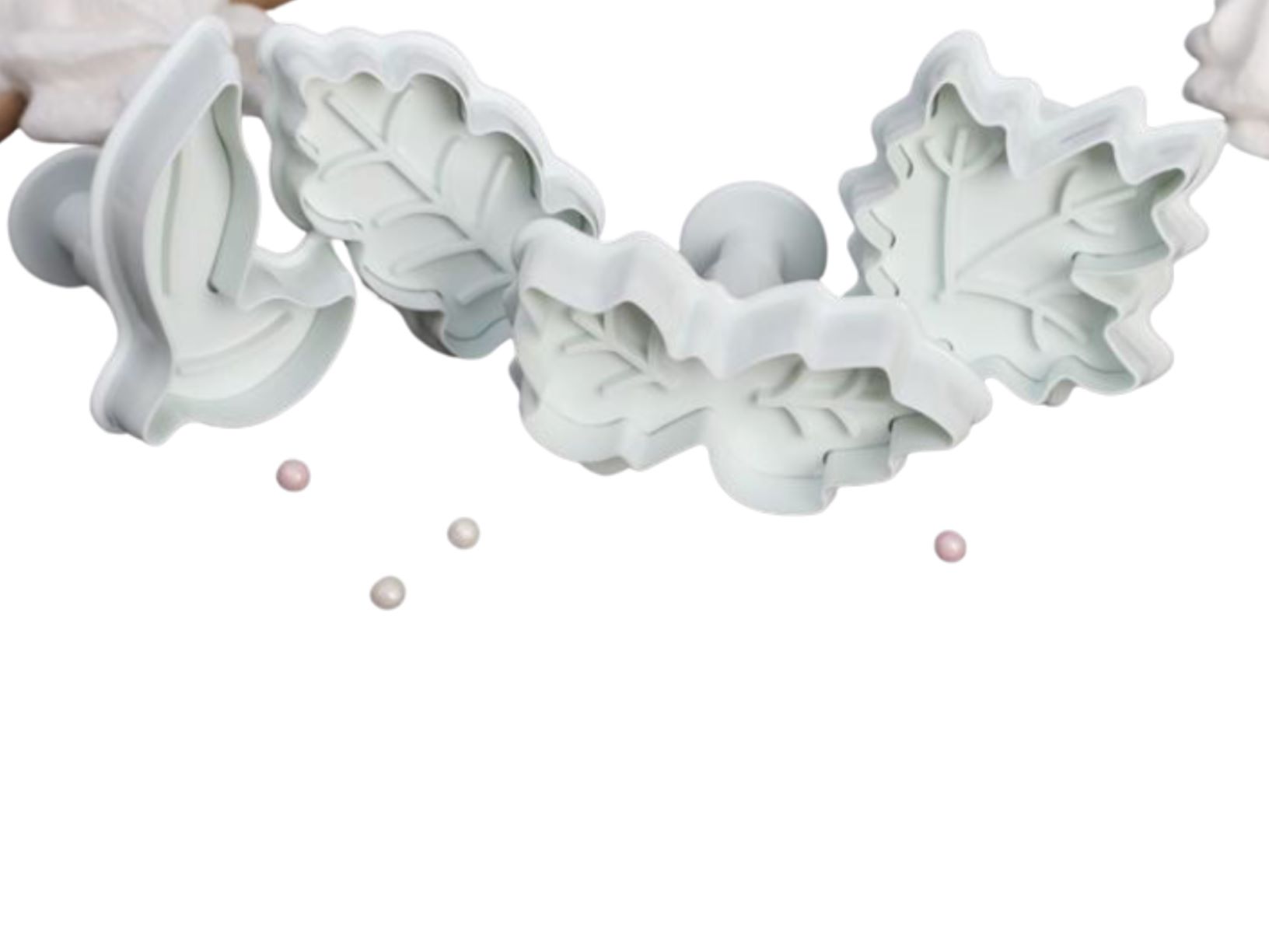 Набор плунжеров кондитерских (набор 4 шт) "Листва", цвет белый 