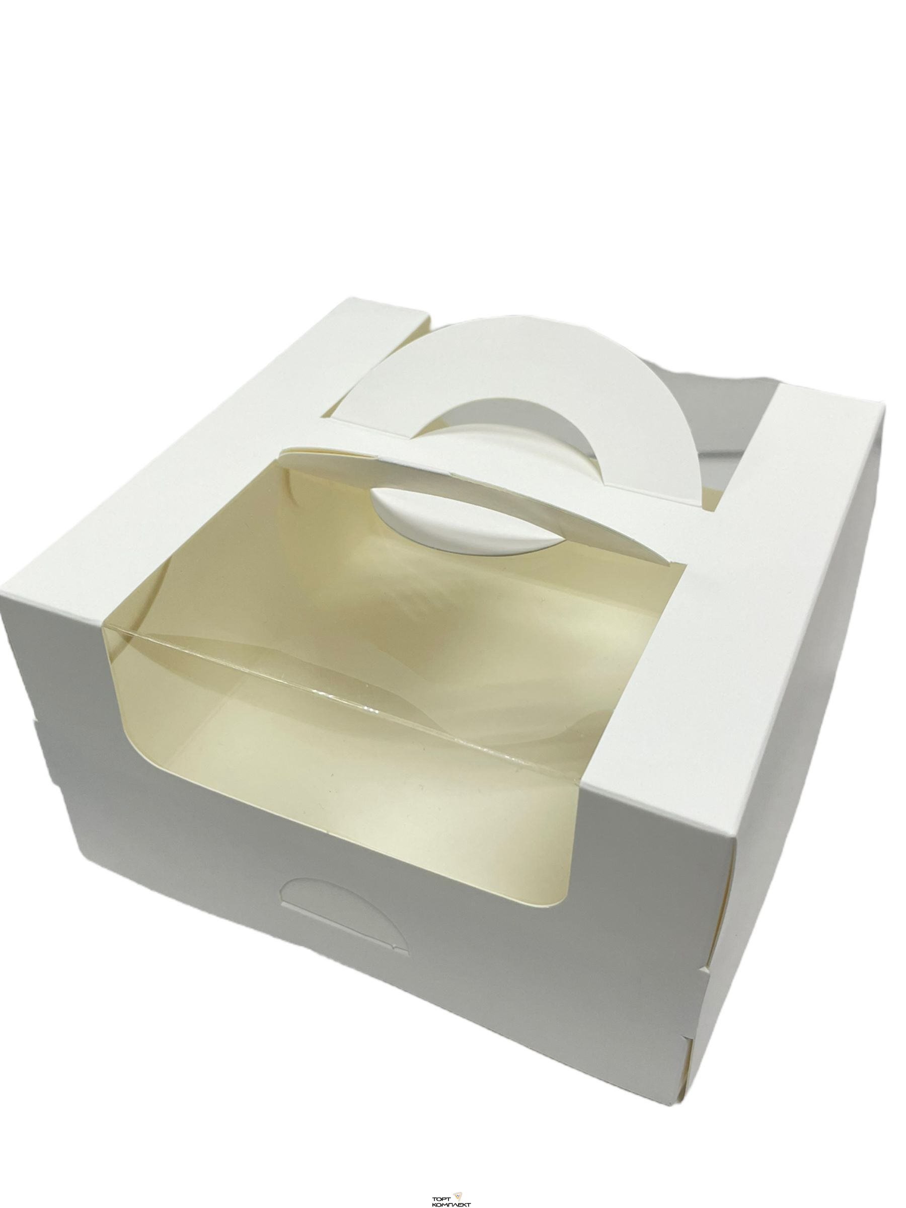 Коробка для бенто-торта 14*14*80см с ручками Белая