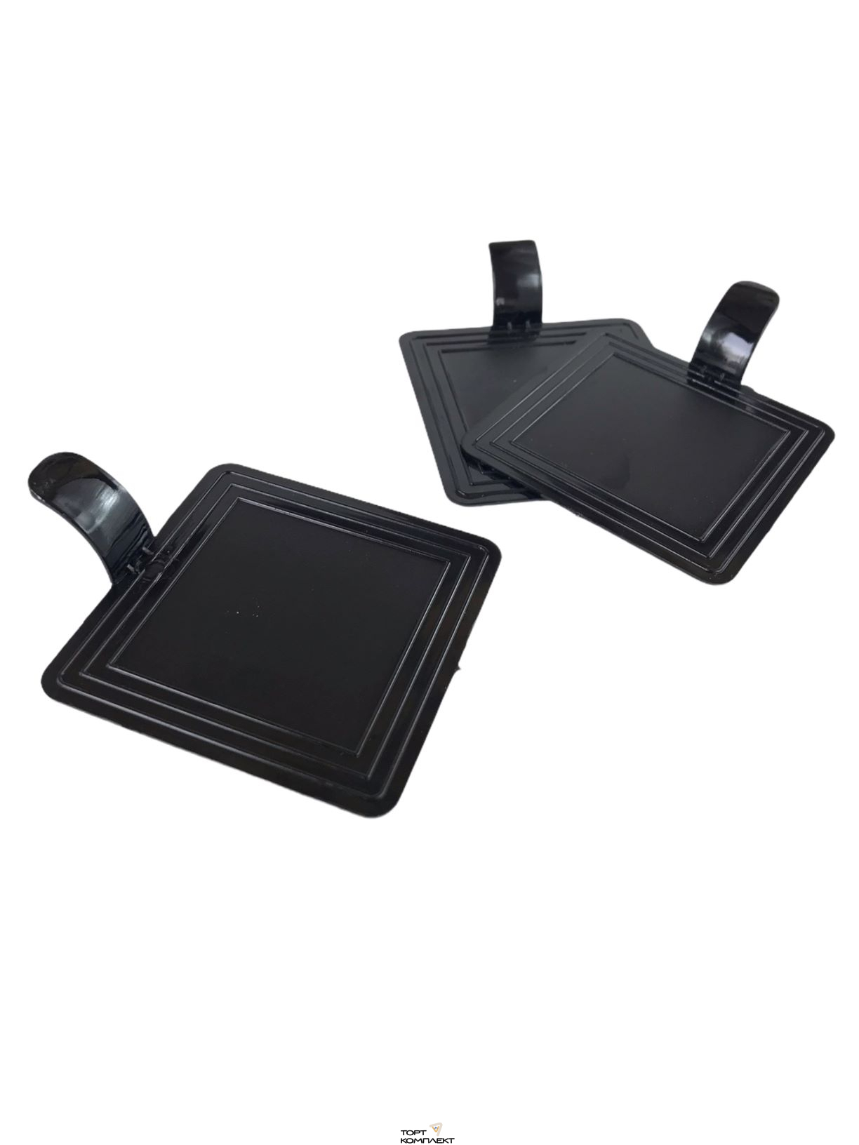 Подложка пластиковая квадрат черная с держателем 7,2х7,2см