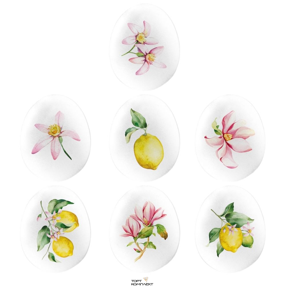 Сахарные медальоны Лимоны 35 мм, 7шт микс	