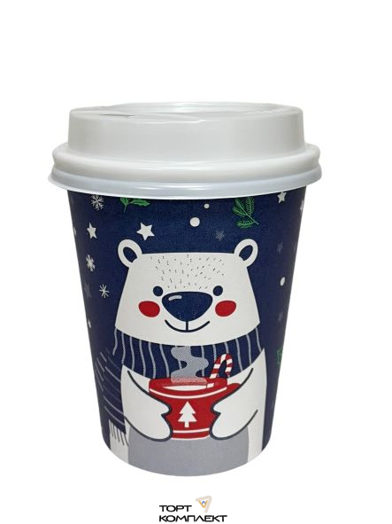 Бенто стакан бумажный 250мл "Мишки" синий