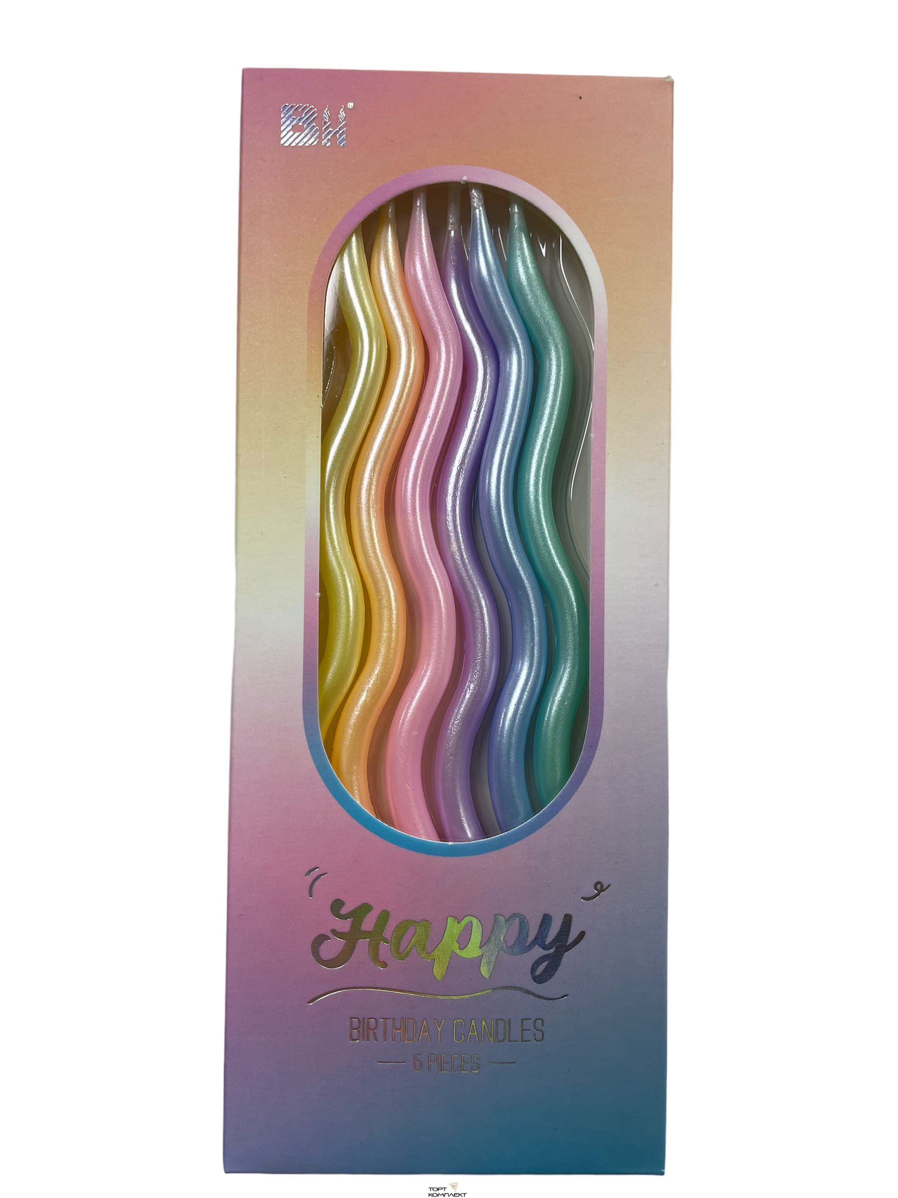 Свечи "Волна перламутр" 6 шт, 11см