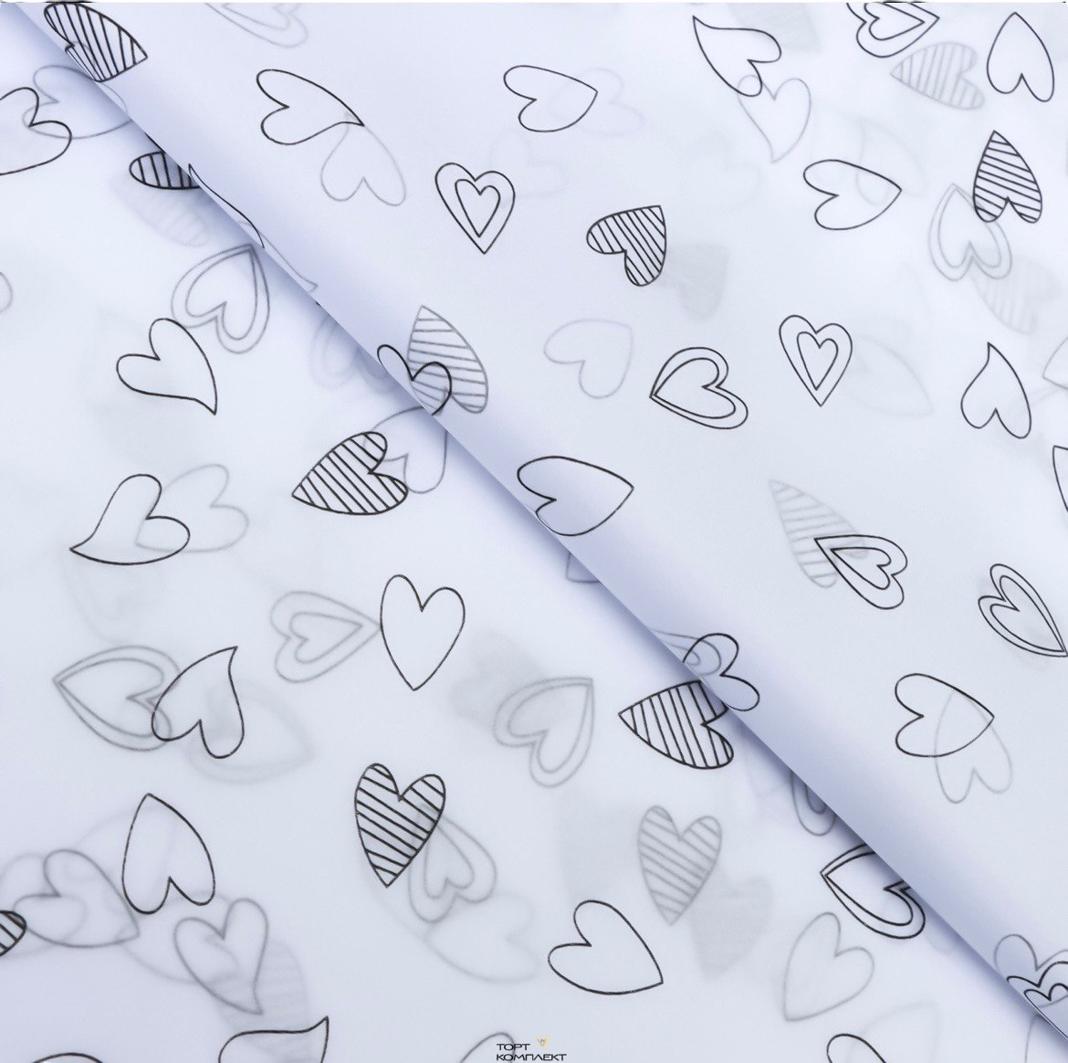 Бумага Тишью 50х66см Сердечки 10 лист.