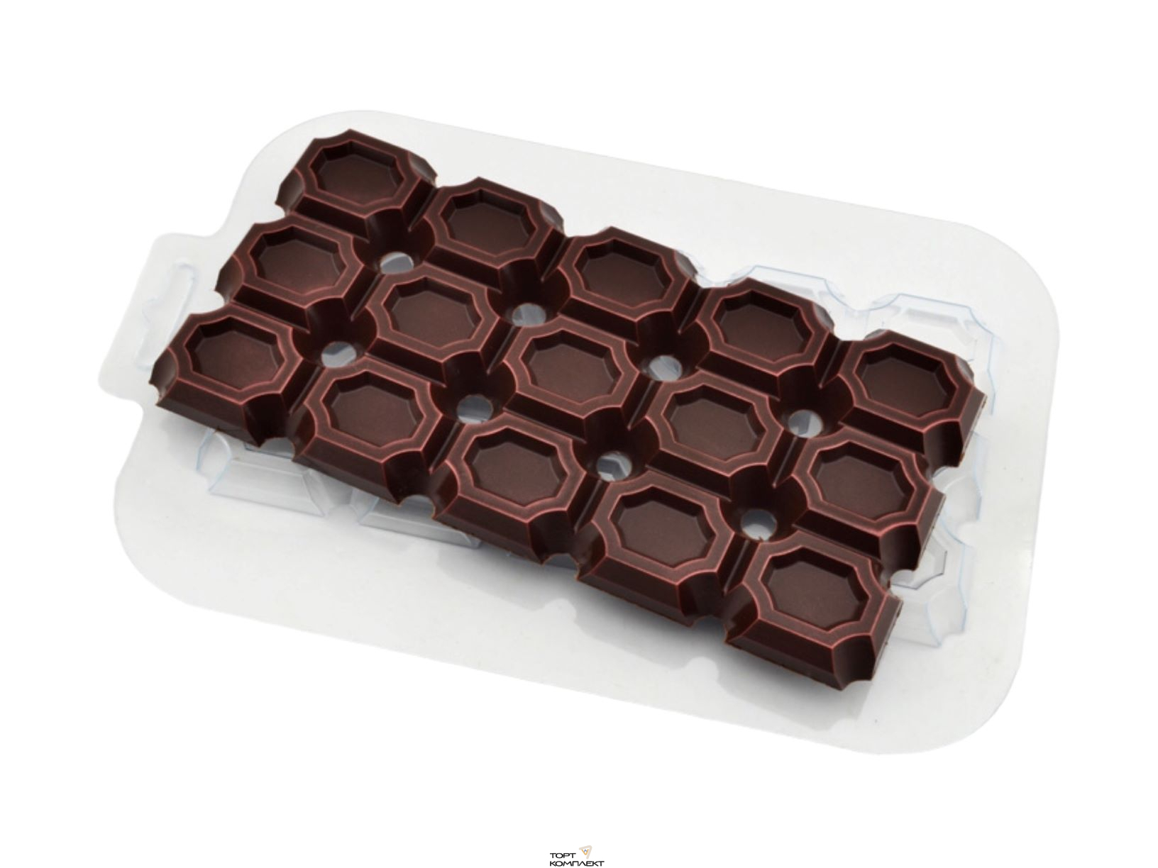 Форма пластиковая для шоколада "Плитка насквозь круги" 
