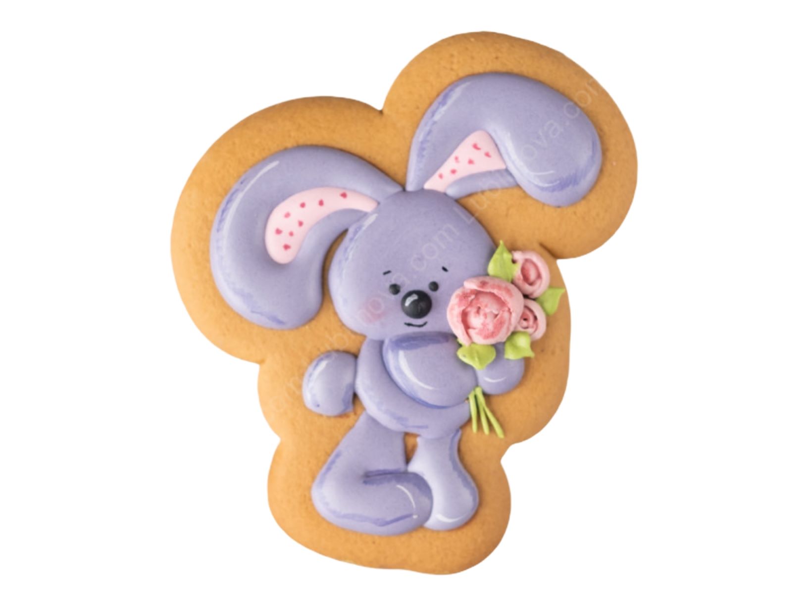 Форма  с трафаретом для пряников  "Зайка с розочкой" h11см