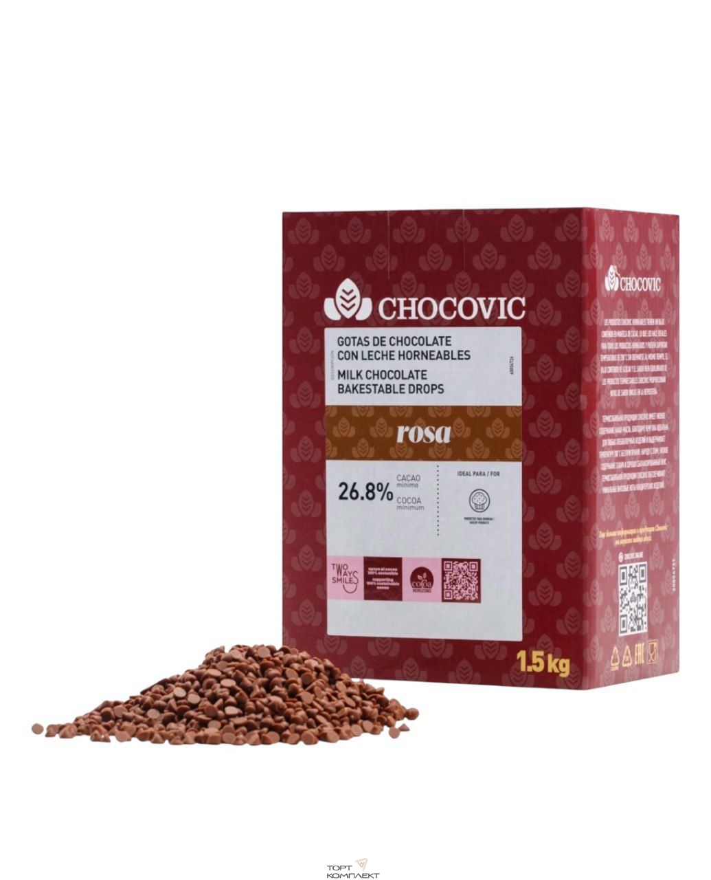 Шоколадные термост.капли молочные Rosa Chocovic 200гр