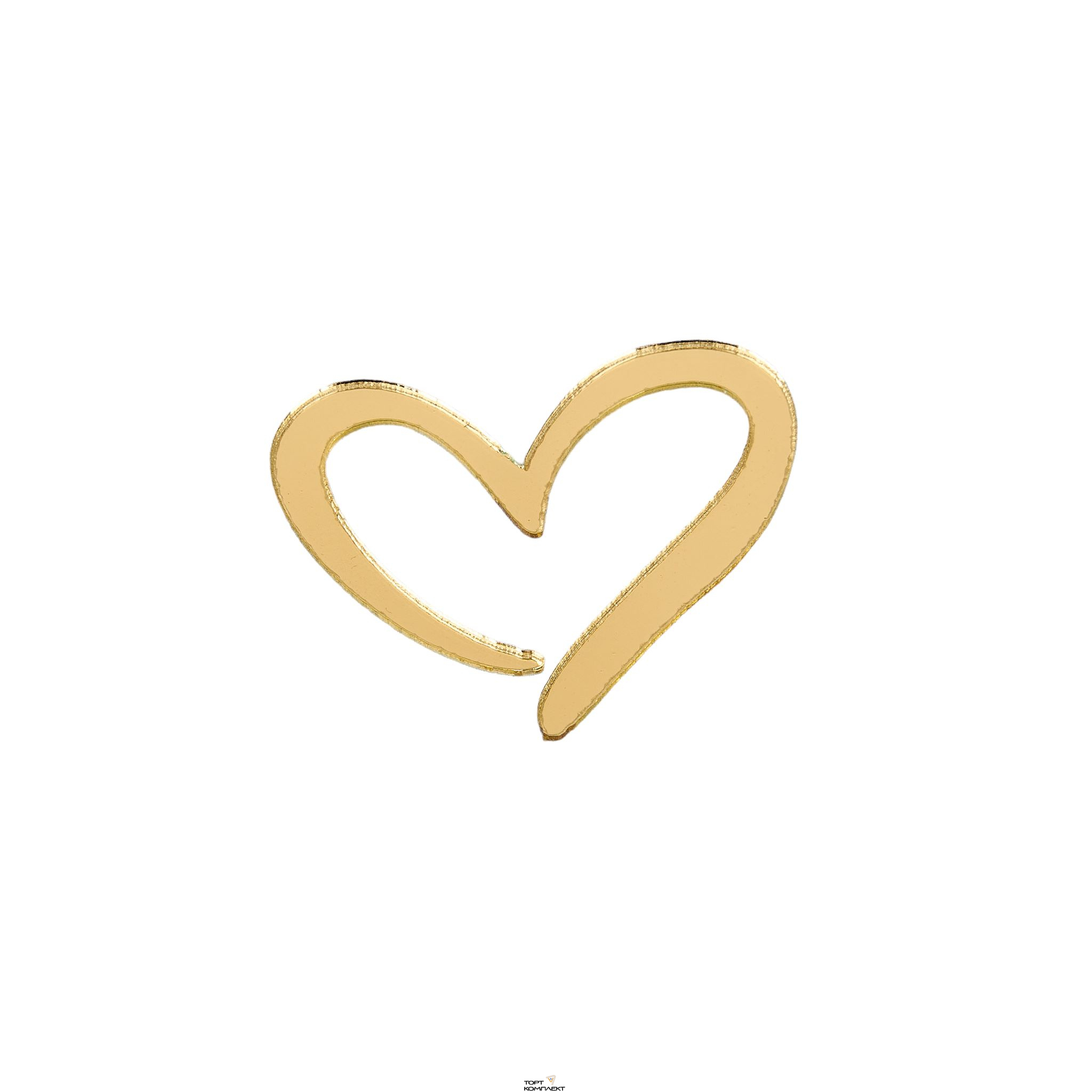 Топпер "Сердце"  золото 3,8см 