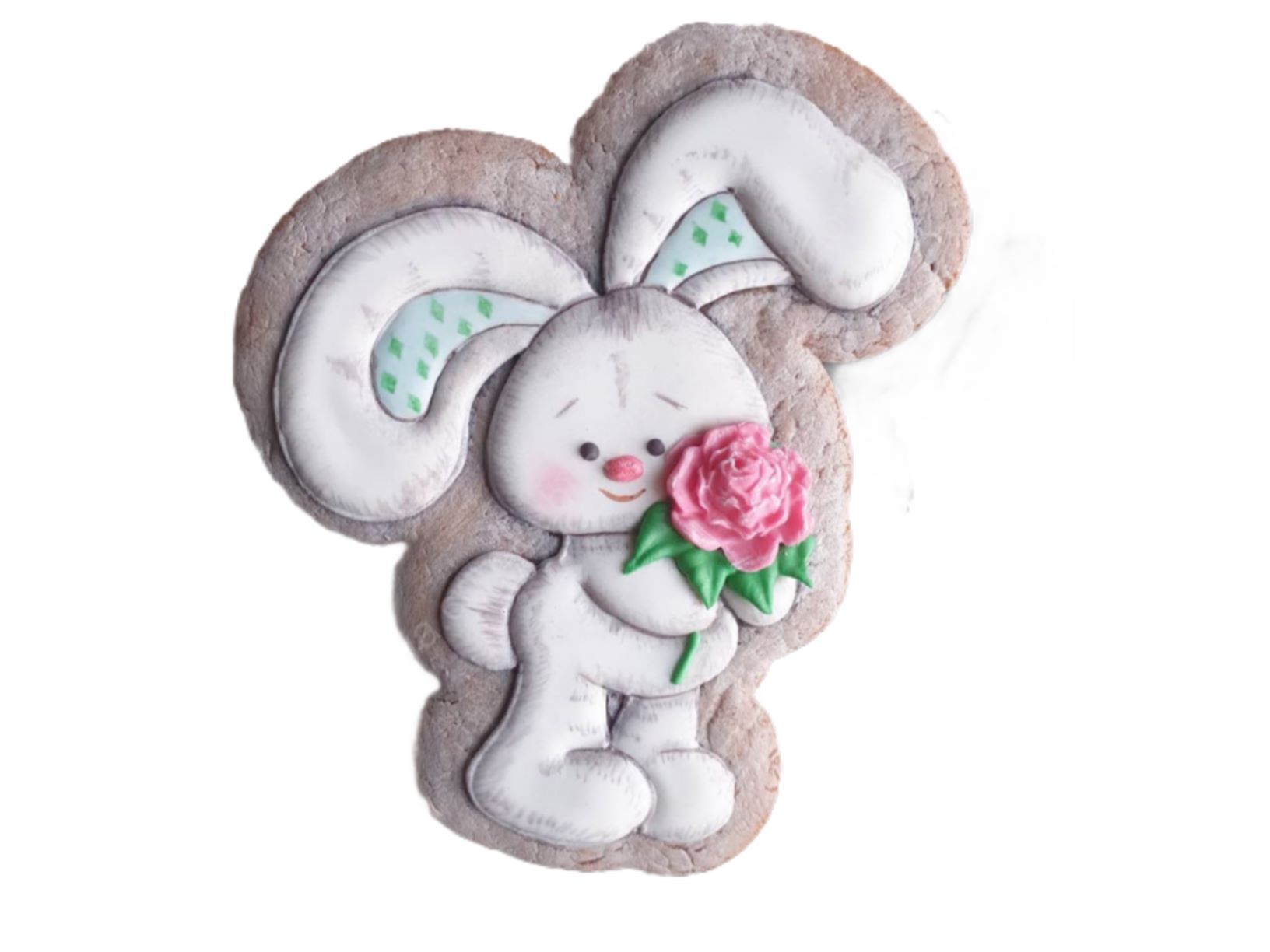 Форма  с трафаретом для пряников  "Зайка с розочкой" h11см