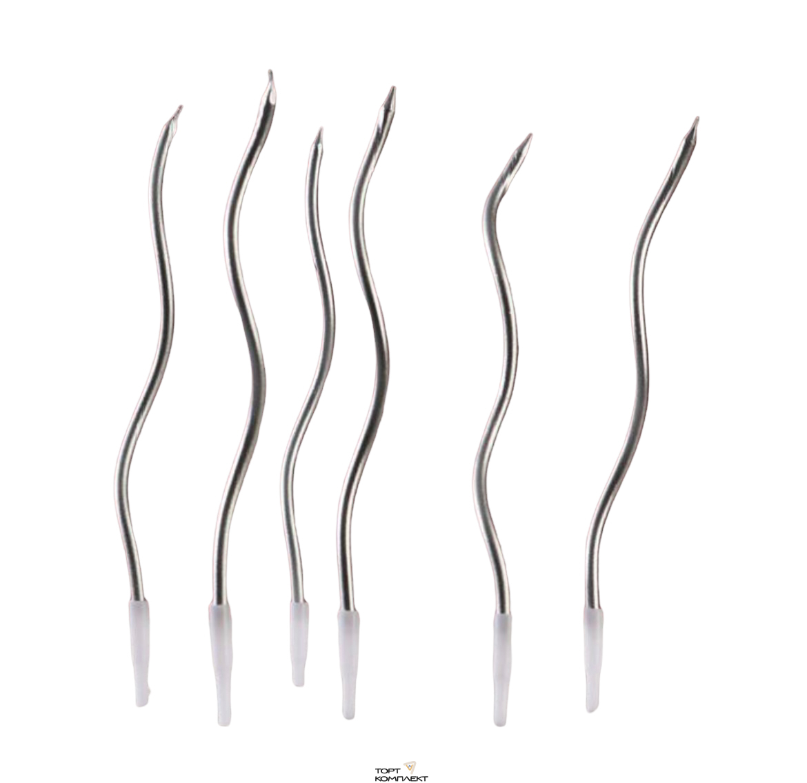 Свеча витая, серебро,6 шт, 11см